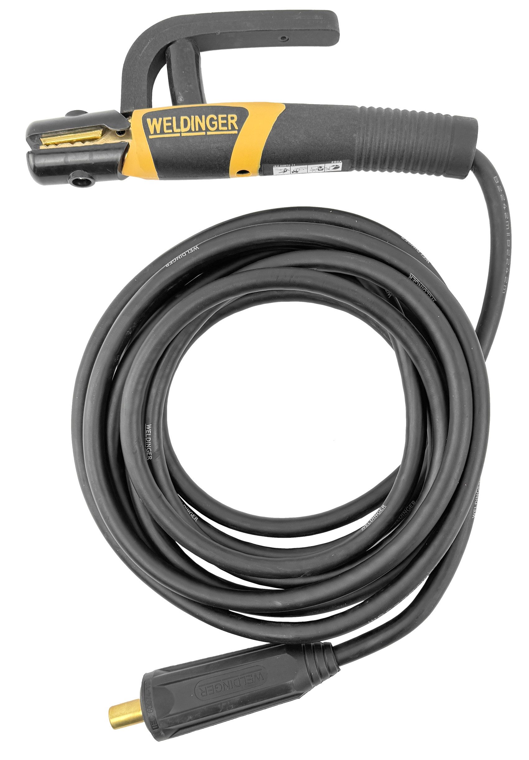 WELDINGER Schutzgasschweißgerät Kupfer-Schweißkabel/Gummiqualität 4m, 13mm Dornmit Elektrodenhalter, Kabelquerschnitt 25 mm², 13 mm Dorn, bis 200 A