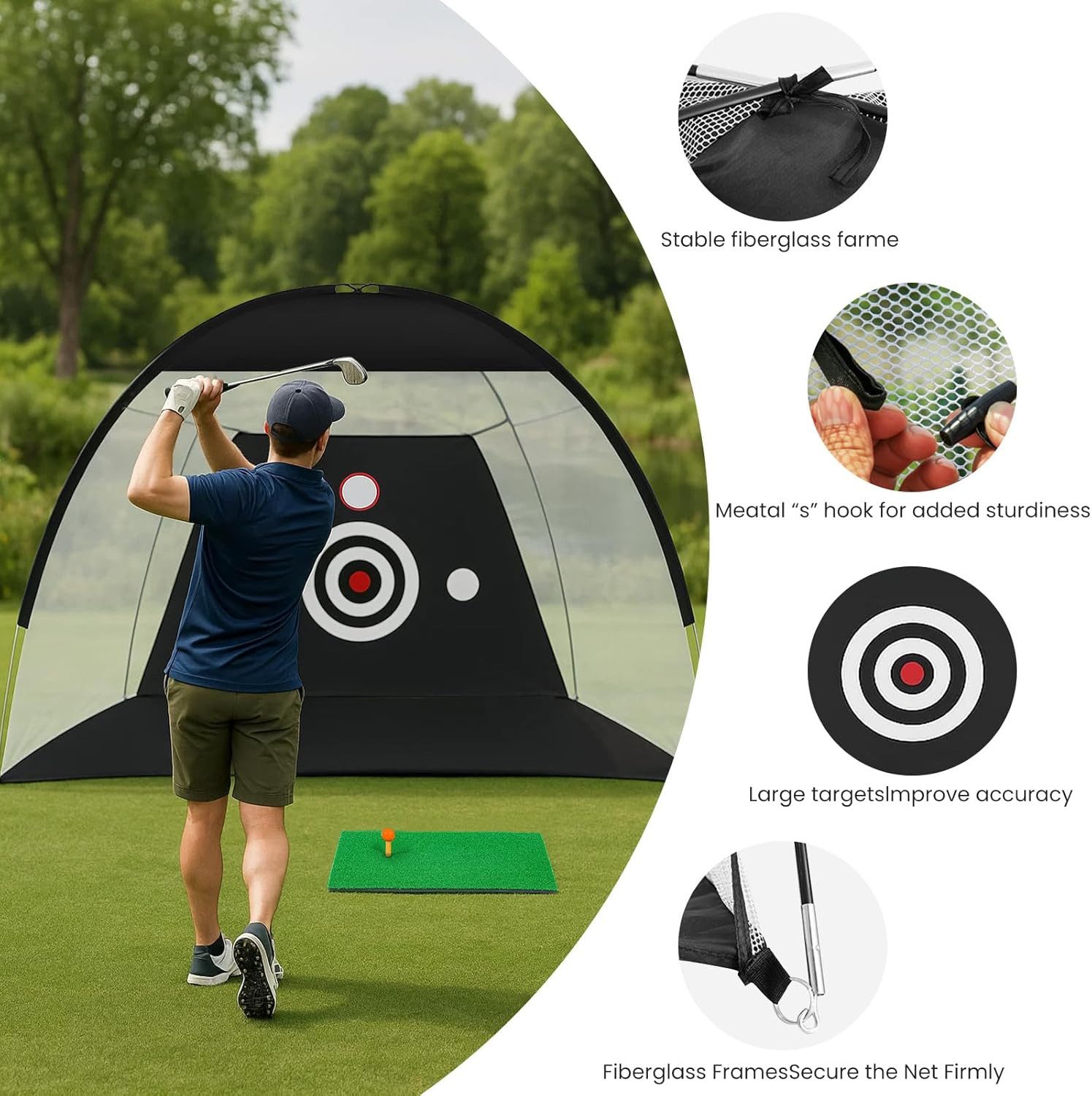 Youyijia Golf-Abschlagmatte Golf Übungsnetz mit Matte, Golf Trainingsnetz für Zuhause & Garten