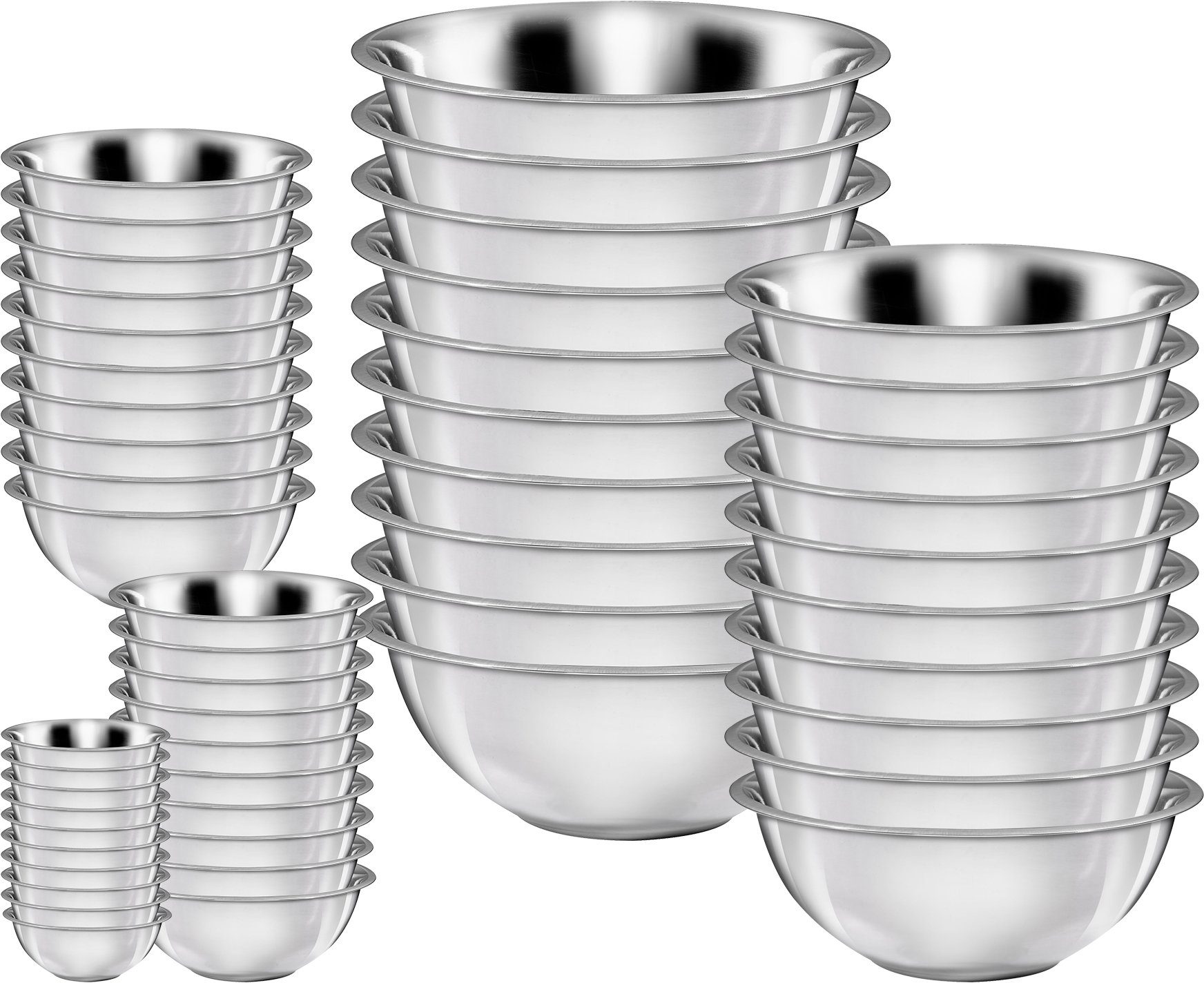 KING Schüssel, Edelstahl, (Set, 50-tlg), ineinander stapelbar, 16/20/24/28/32 cm