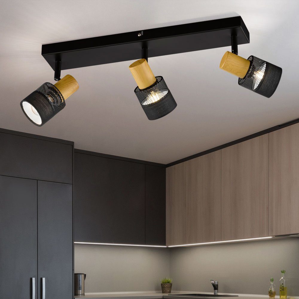 WOFI Deckenleuchte, Leuchtmittel nicht inklusive, Deckenlampe Spotleuchte Holz Esszimmerlampe