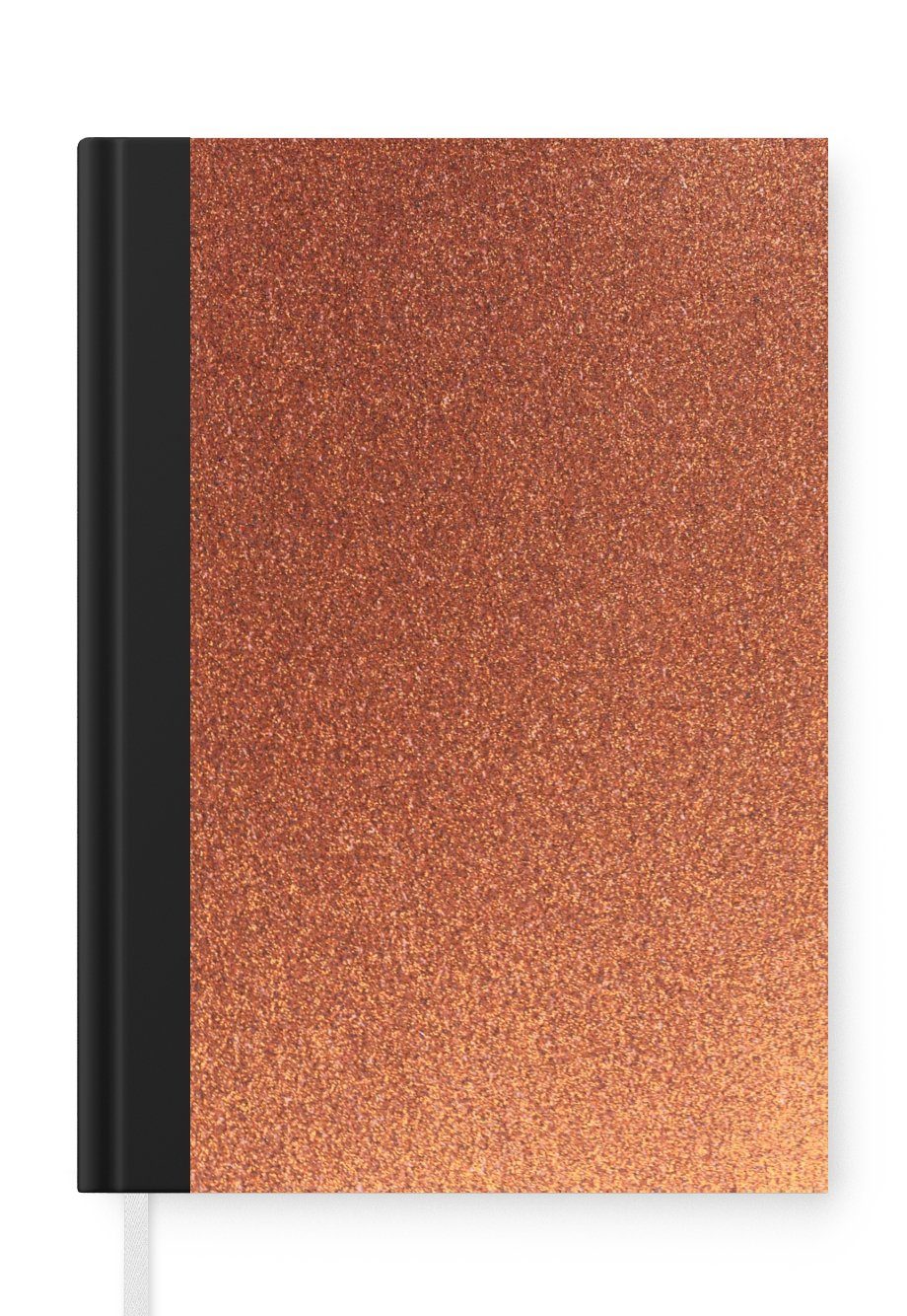 MuchoWow Notizbuch Kupferfarbener Hintergrund Haushaltsbuch 98 Seiten, A5, Glitzer, Tagebuch, mit Journal, Merkzettel, Notizheft