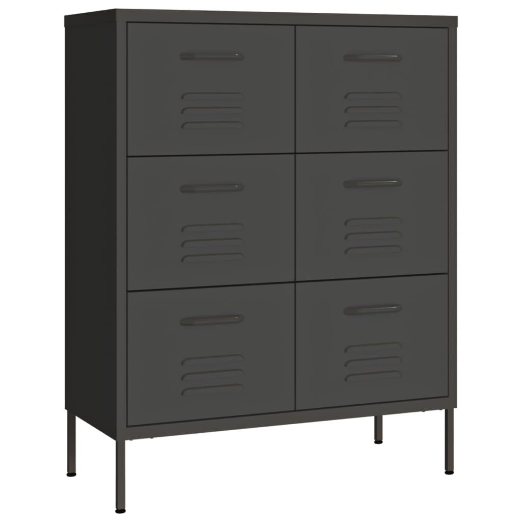 vidaXL Kommode, Schubladenschrank Anthrazit 80x35x101,5 cm Stahl