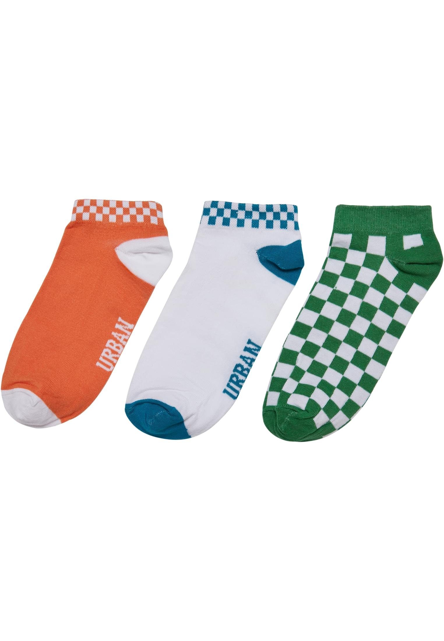 URBAN CLASSICS Freizeitsocken Accessoires Sneaker orange/green/teal Checks 3-Pack (1-Paar) Socks