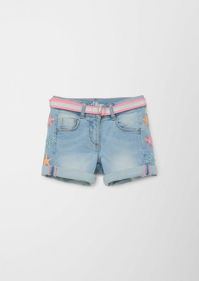s.Oliver Jeansshorts Jeans-Shorts / Regular Fit / Mid Rise / Straight Leg  Stickerei, Waschung