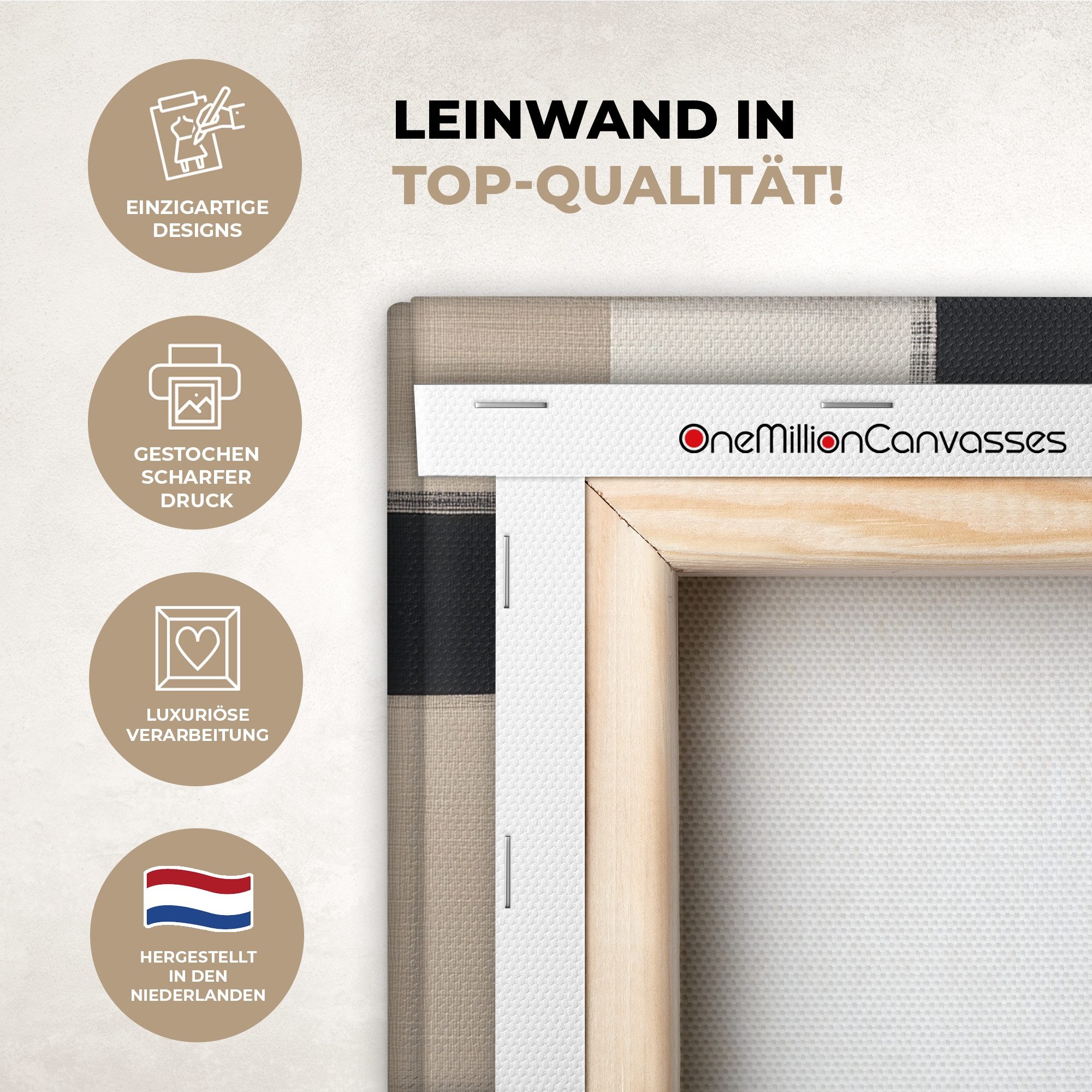 OneMillionCanvasses® Leinwandbild Schwarz - Abstrakt - Japanisch, Fotodruck (1 St), Leinwand Canvas Wandbild, Wanddekoration 20x30 cm