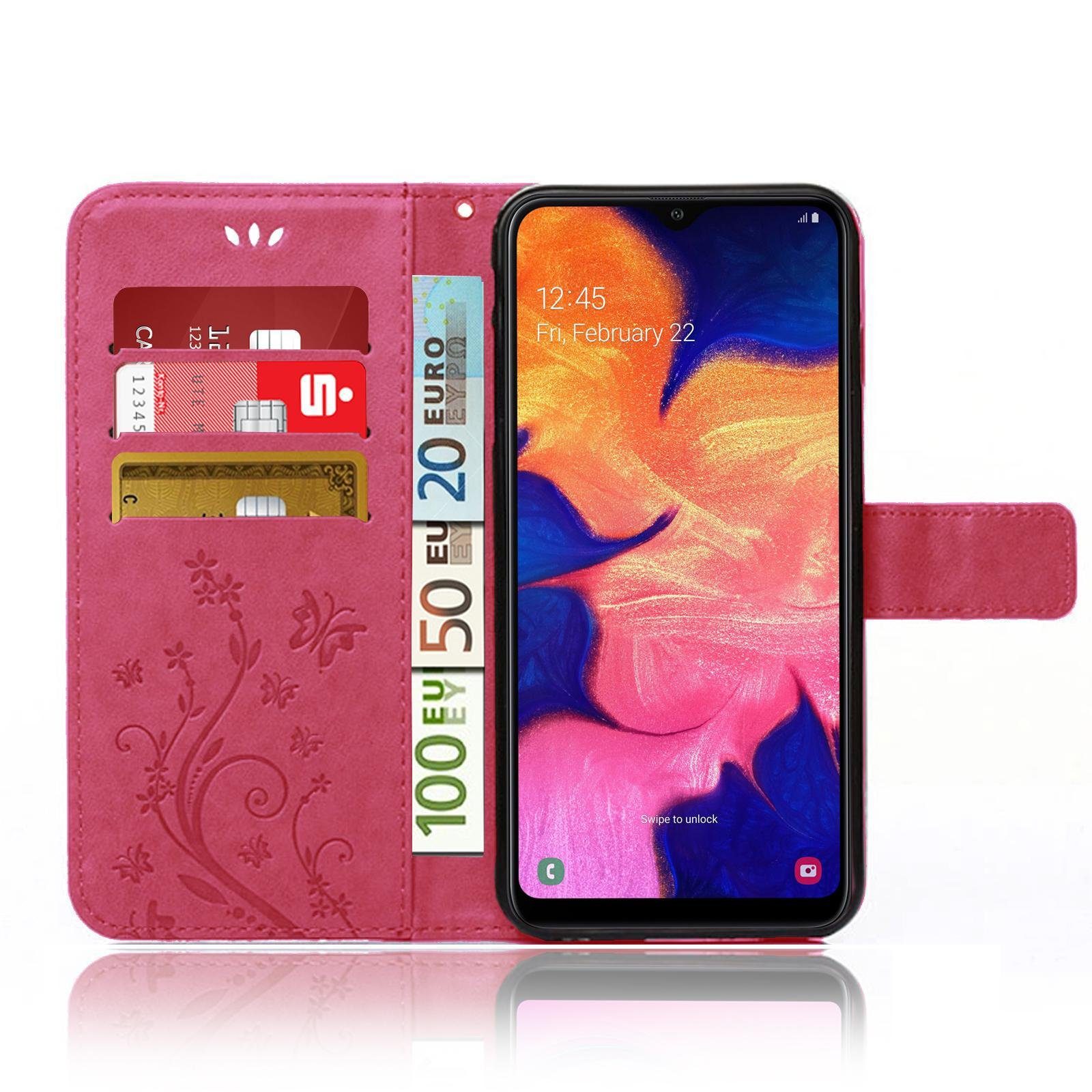 Numerva Handyhülle Bookstyle Flower für Samsung Galaxy A10, Handy Tasche Schutzhülle Klapphülle Flip Cover mit Blumenmuster