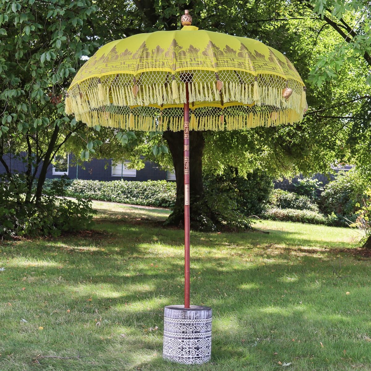 Oriental Galerie Sonnenschirm Gelb Goldener Bali Garten-Sonnenschirm, 180 cm Limona