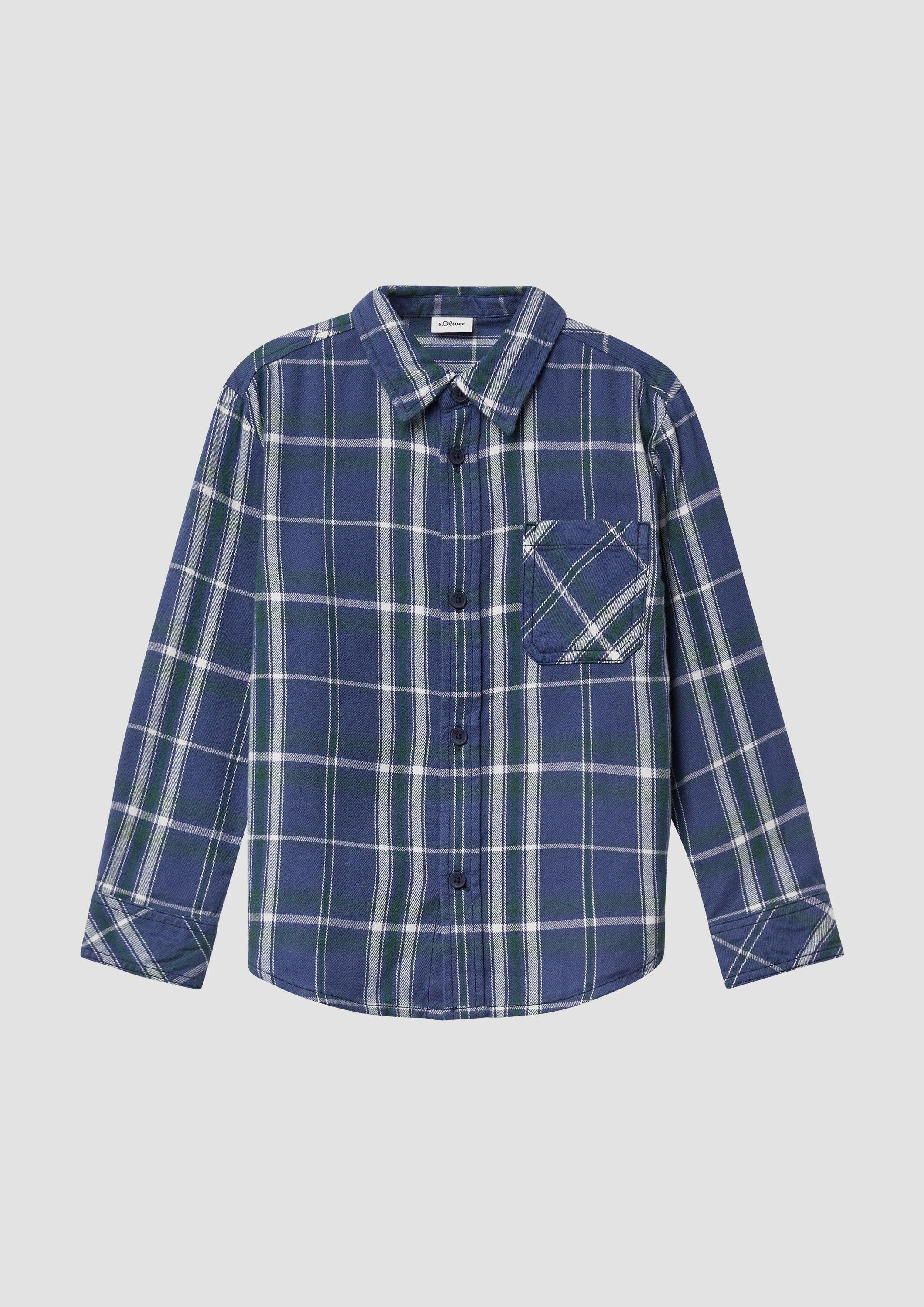 s.Oliver Langarmhemd Hemd Weiches Flanellhemd mit Karo-Muster