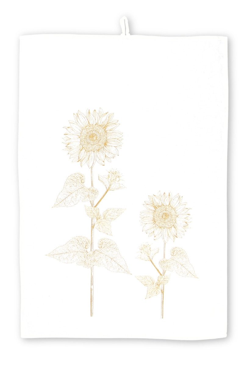 Dorothee Lehnen Geschirrtuch Geschirrtuch Leinen - SONNENBLUME - weiß/gold