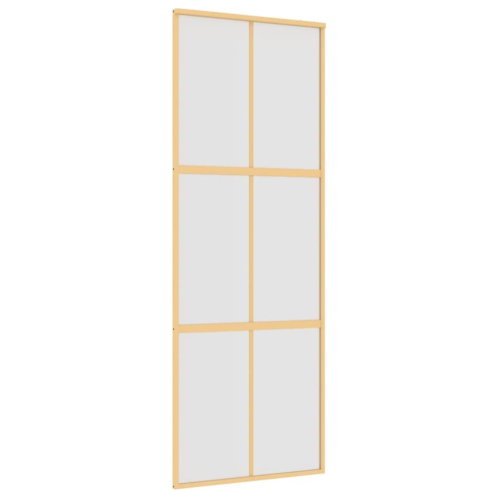 vidaXL Haustür Schiebetür Golden 76x205 cm Matt ESG-Glas und Aluminium (1-St)