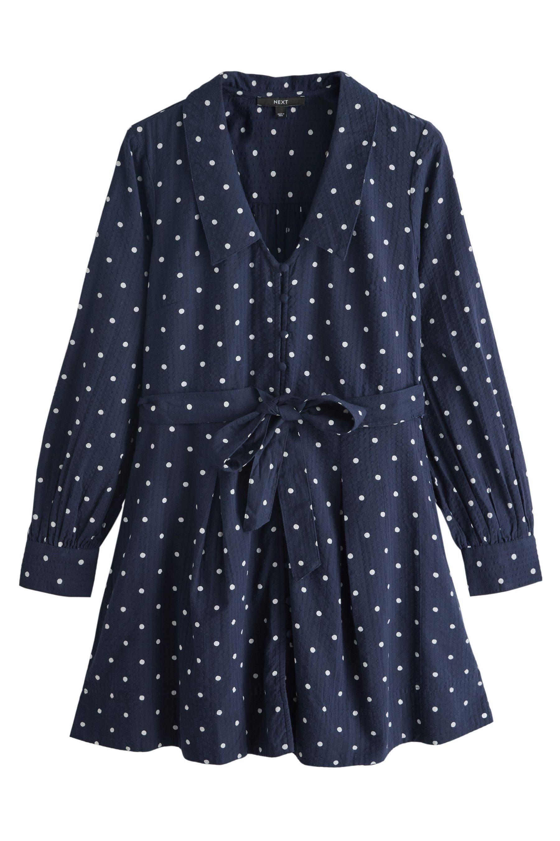 Next Minikleid Langärmeliges Mini-Hemdblusenkleid mit Kragen (1-tlg)