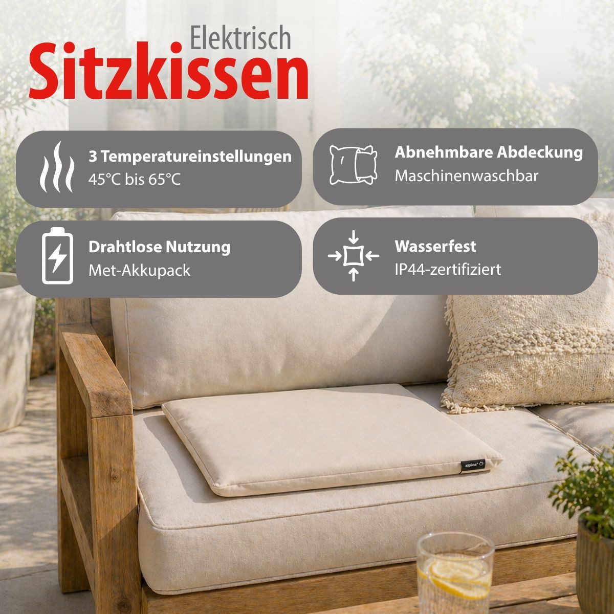 Alpina Heizdecke alpina Heizkissen 45x45 cm - Beige