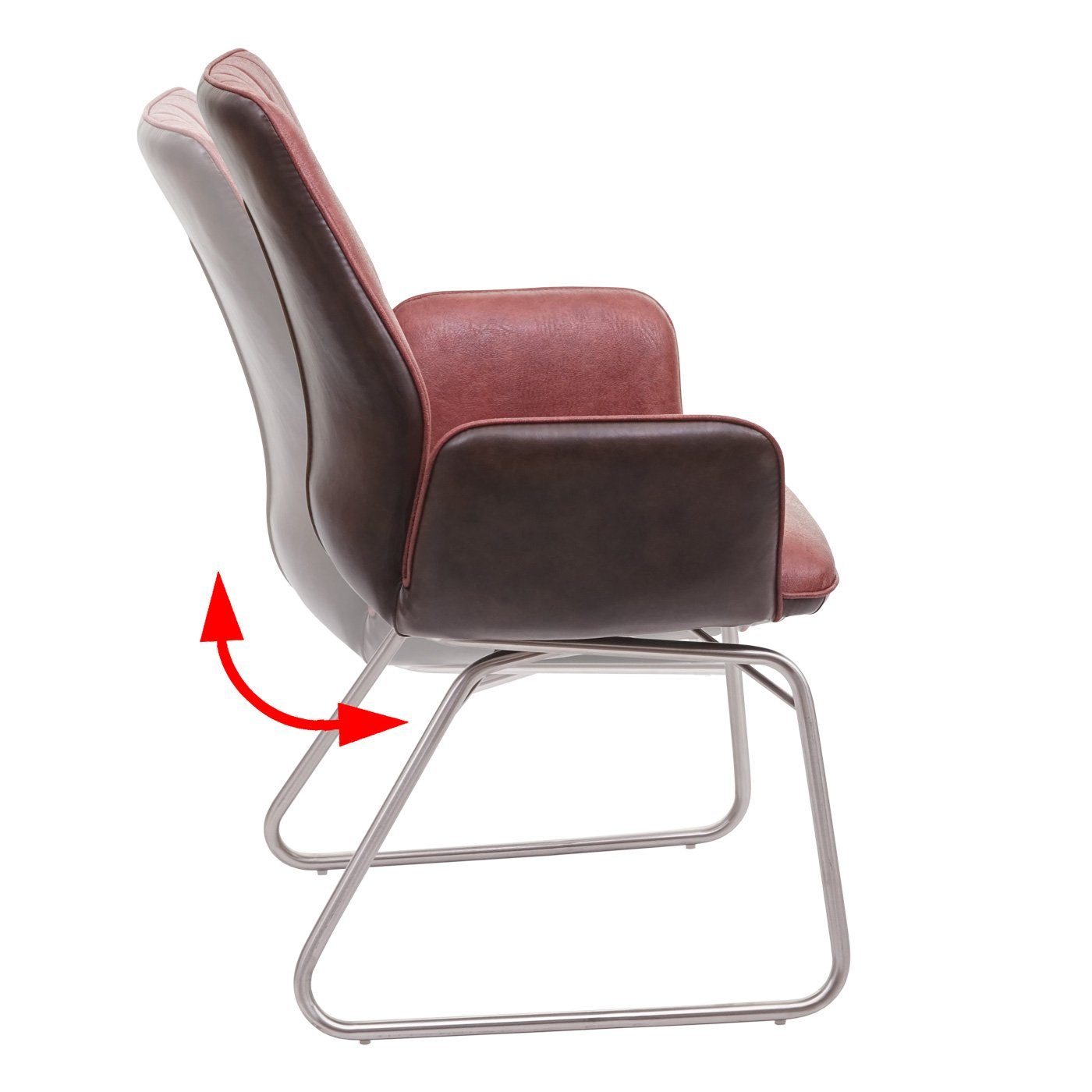 Esszimmerstuhl Sitz- (1er), inklusive MCW Rückenfläche, Wippfunktion, Fußbodenschoner und braun MCW-G73 | Abgerundete braun,dunkelbraun
