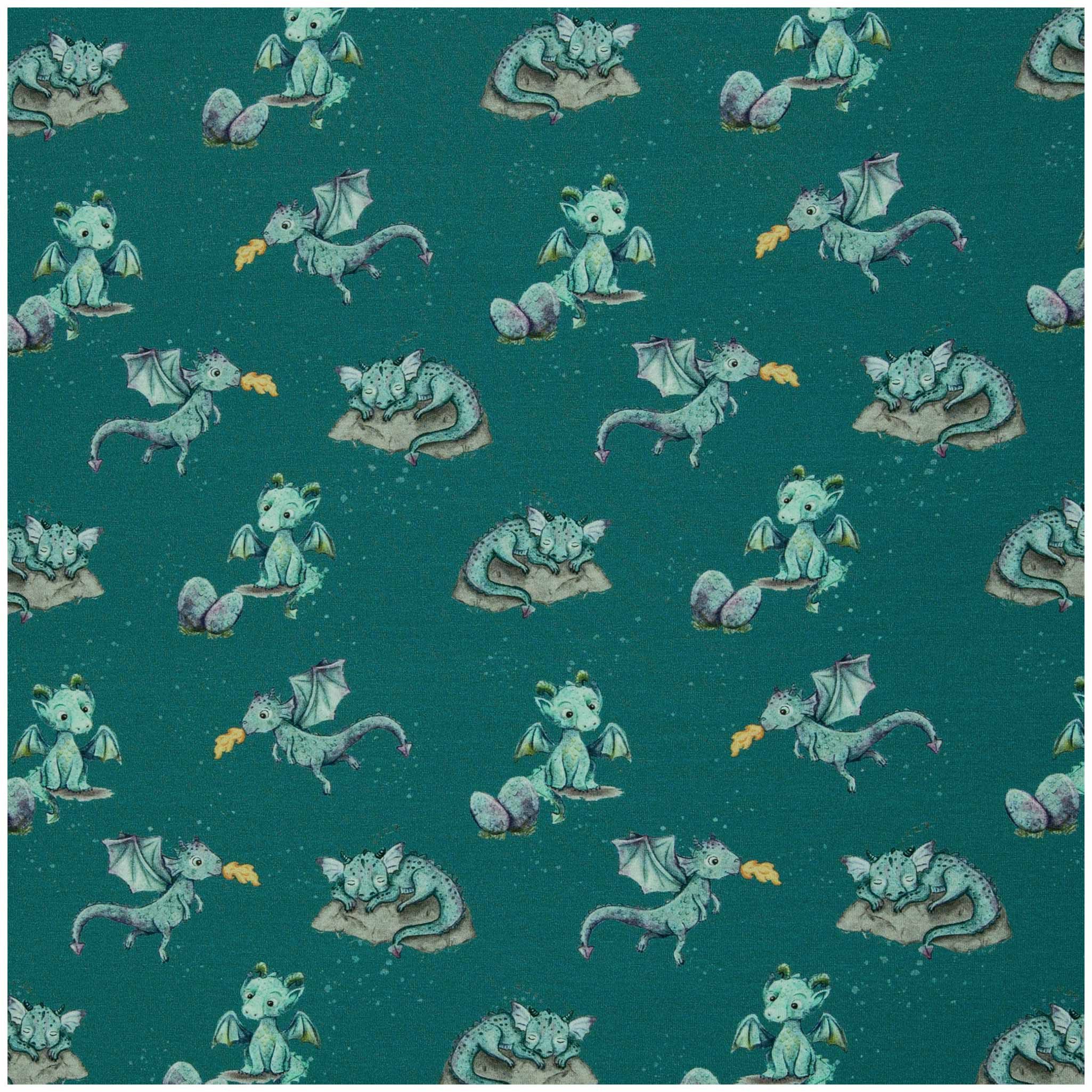 maDDma Stoff Jersey Miracle von Christiane Zielinski by Swafing 0,5x1,5m Baumwolle, petrol