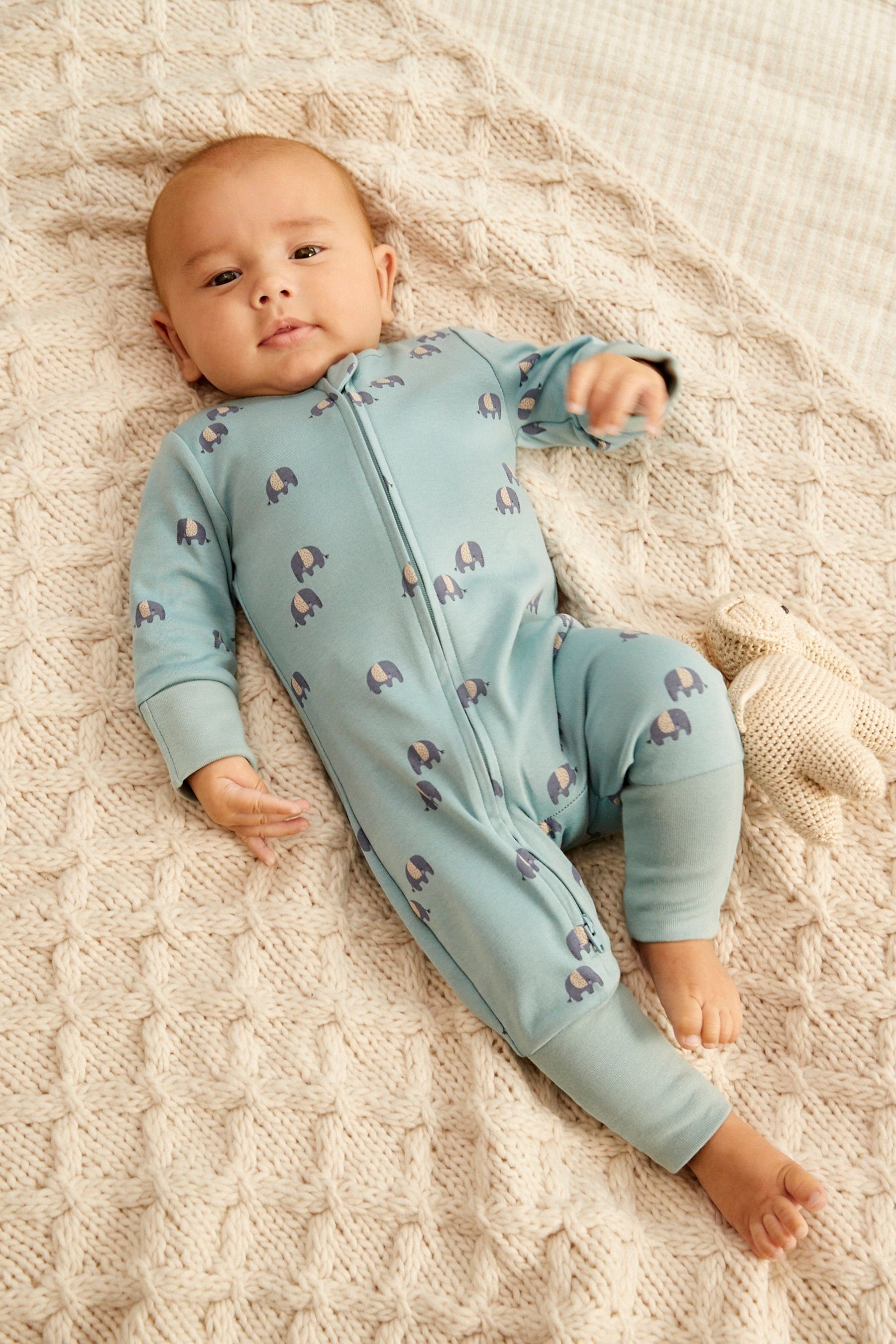 Schlafoverall Zwei-Wege-Reißverschluss mit Baby-Schlafanzüge Next Mint Green (1-tlg)