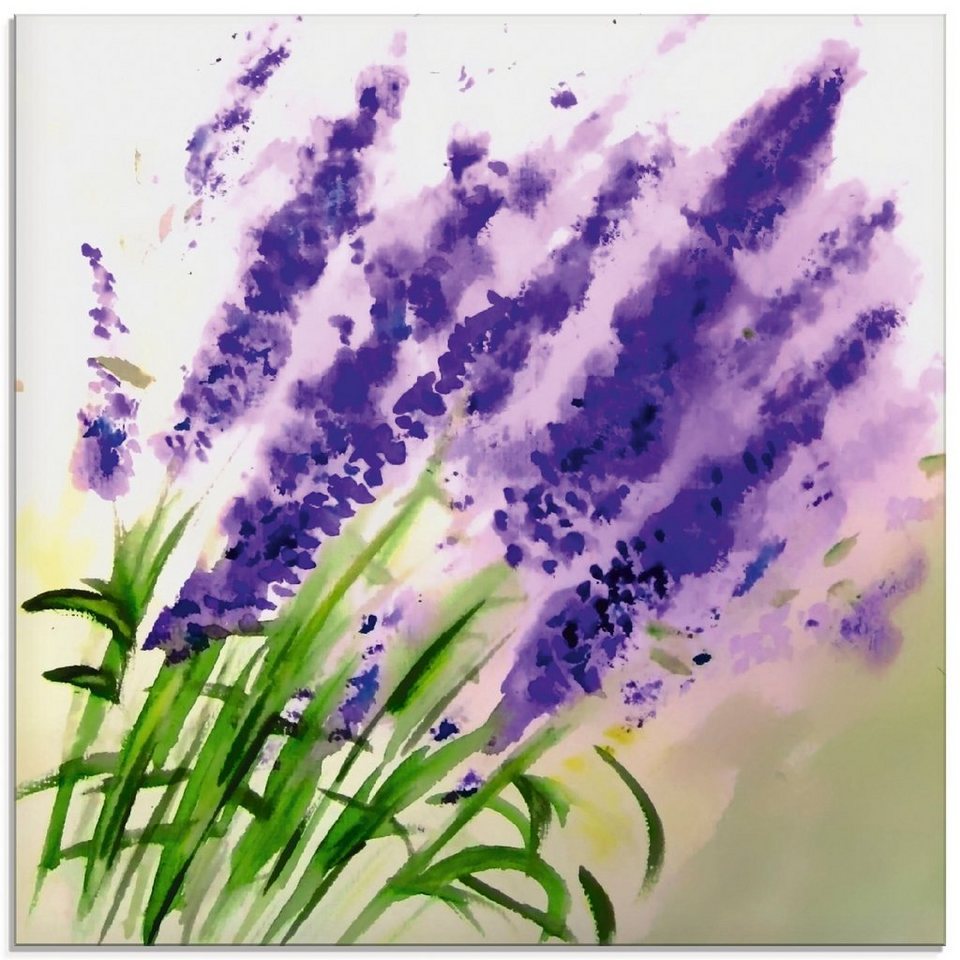 artland glasbild »lavendelaquarell« blumen 1 stück