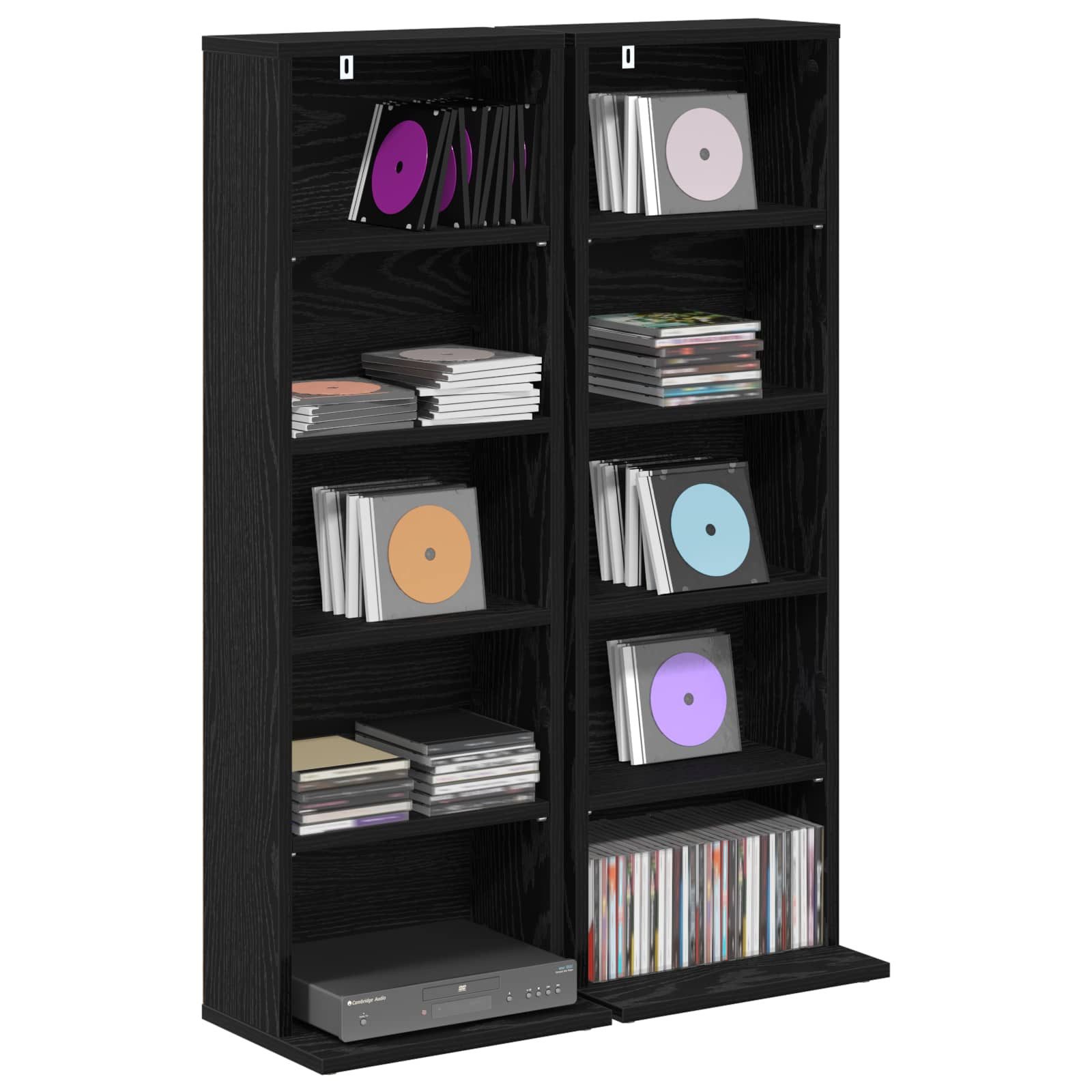 vidaXL Schranksystem CD Regal 2 Stk. Schwarze Eiche 33 x 23,5 x 97,5 cm (2-St)