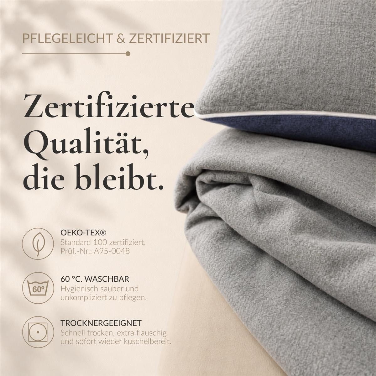 Carpe Sonno Wendebettwäsche Biber Bettwäsche Winter Flanell Baumwolle 135x200 / 155x220 / 200x200, Biber, 2 teilig, Warme MADE IN GERMANY Winterbettwäsche kusch – Bild 5 von 5