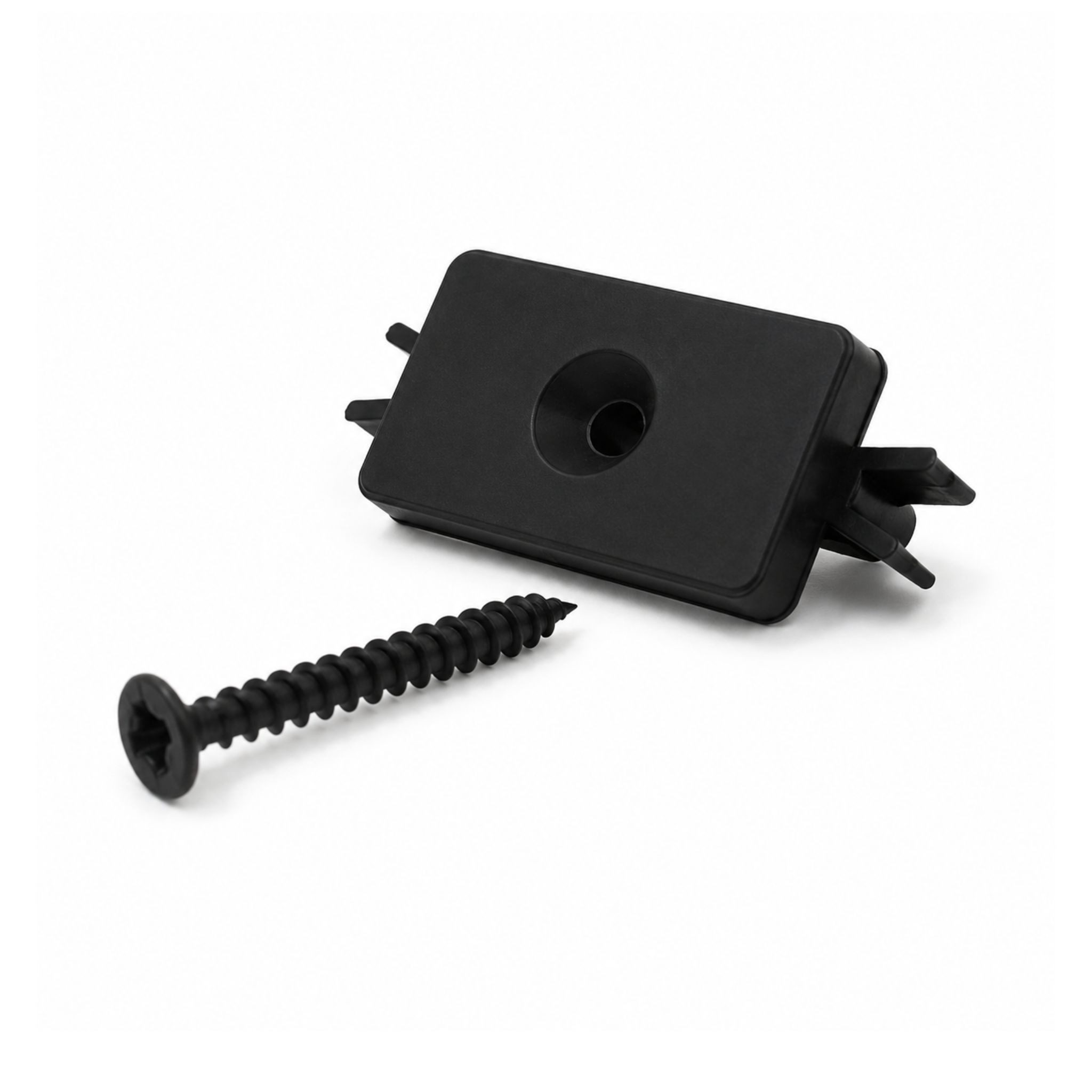 WPC Profi Terrassendielen Kunststoff Nylon Clip Schraube schwarz Co-Ex Terrassen 7,5-8,5 mm, (Befestigungsclips, mit Edelstahlschraube)