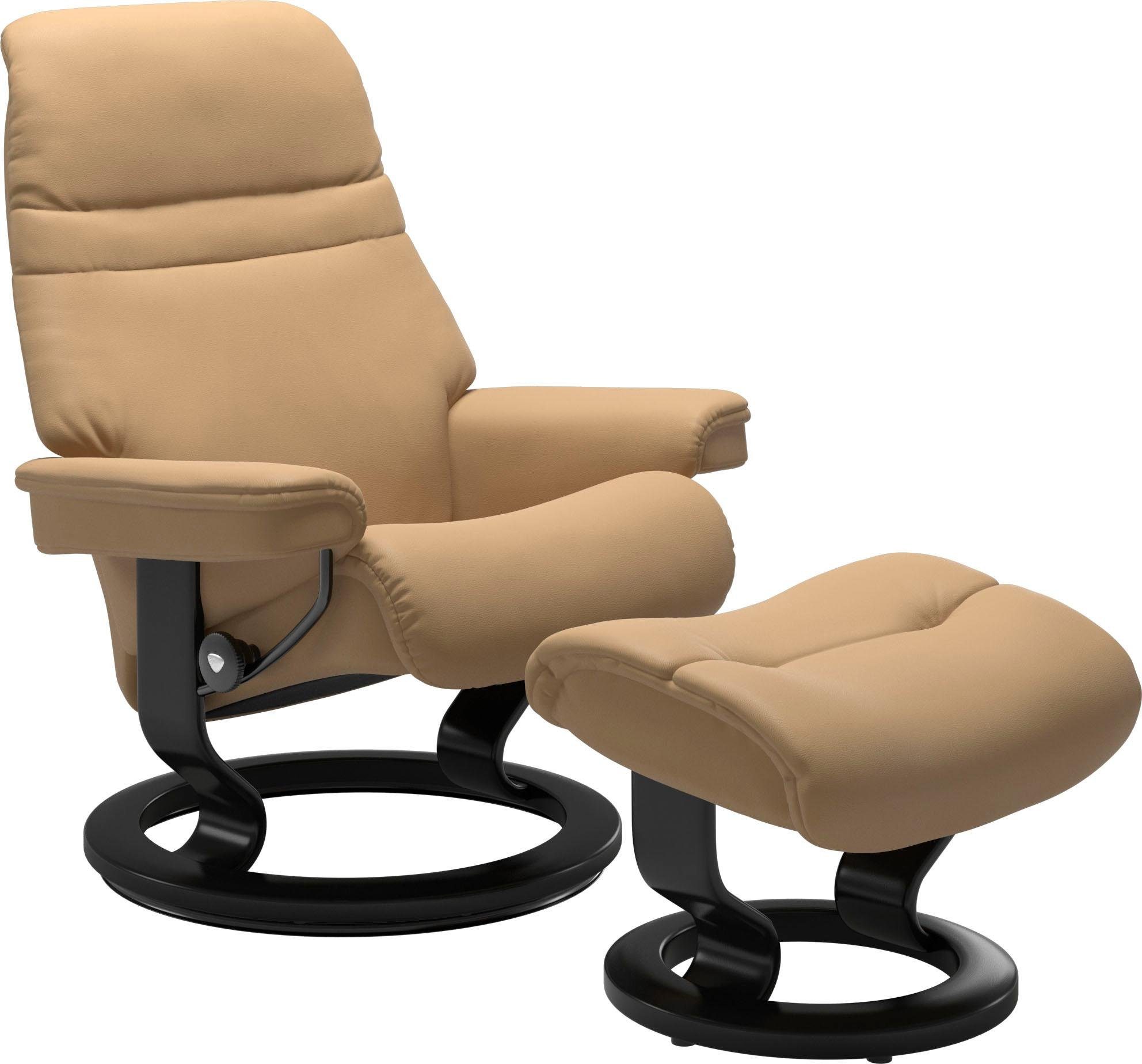 Stressless® Relaxsessel Sunrise (Set, Größe Relaxsessel S, mit Schwarz mit Gestell Hocker), Base, Classic