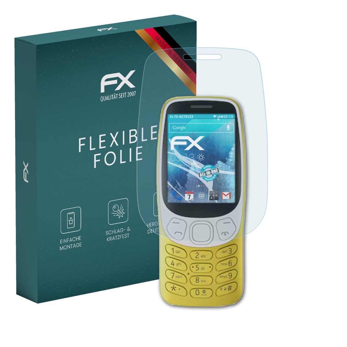 atFoliX Schutzfolie Displayschutzfolie für HMD Nokia 3210 2024, (3 Folien), Ultraklar und flexibel