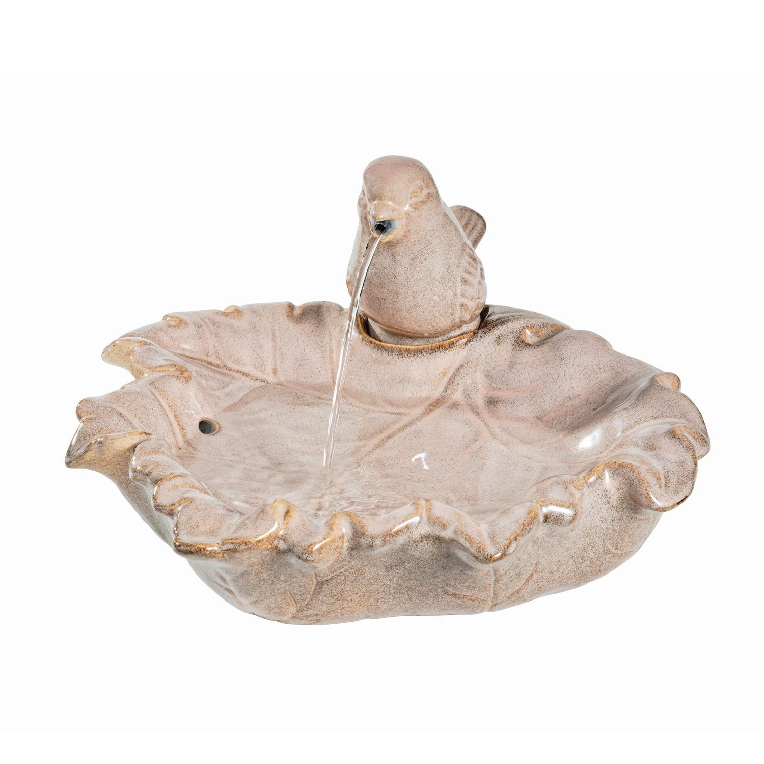 MARELIDA Gartenbrunnen Brunnen mit Vogel natur Zierbrunnen Wasserspiel Vogeltränke 21cm, 40 cm Breite