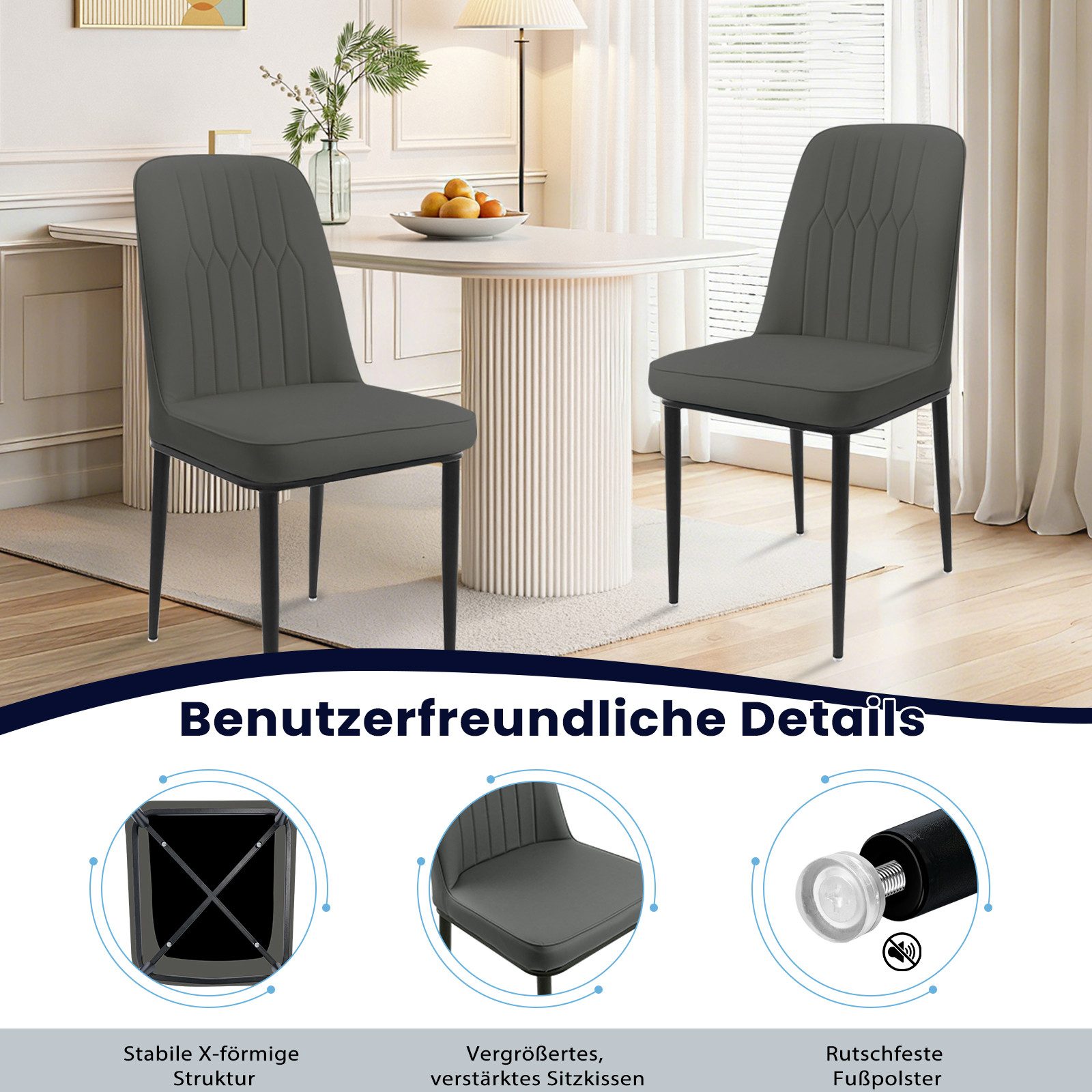 Durrafy Esszimmerstuhl Set 2/4/6 Küchenstuhl Esszimmerstuhl,Polsterstuhl,Wohnzimmerstuhl (2 St), Erhältlich in 2st 4st 6st in zwei Farben.