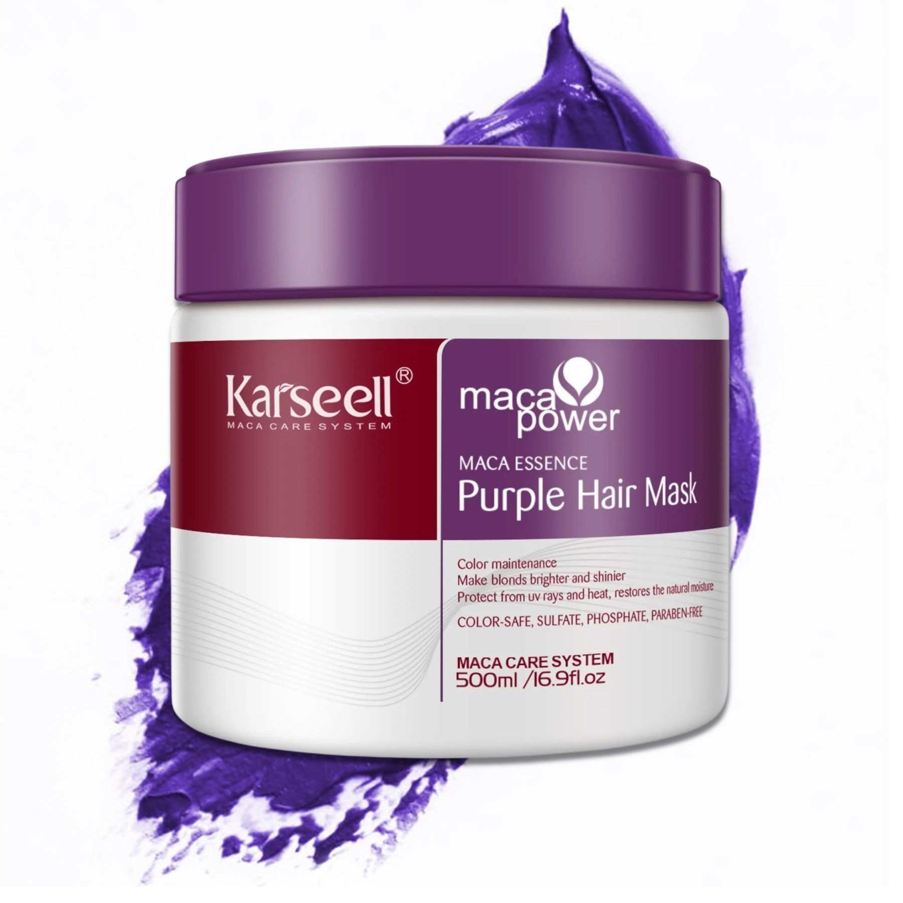 Karseell Haarmaske Purple Haarmaske Haarpflege für Blondes Blondiertes Graues Haar 500ml, 1-tlg., Haarpflege, Haarmaske, Karseell, Blondiertes Haar