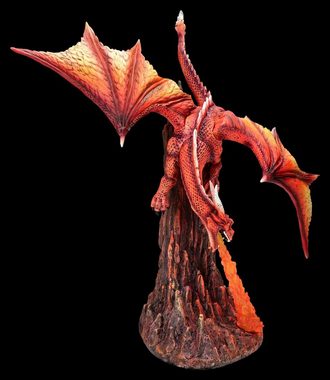 Figuren Shop GmbH Fantasy-Figur Drachenfigur rot - Höllenfeuer - magischer Drache Fantasy Dekofigur