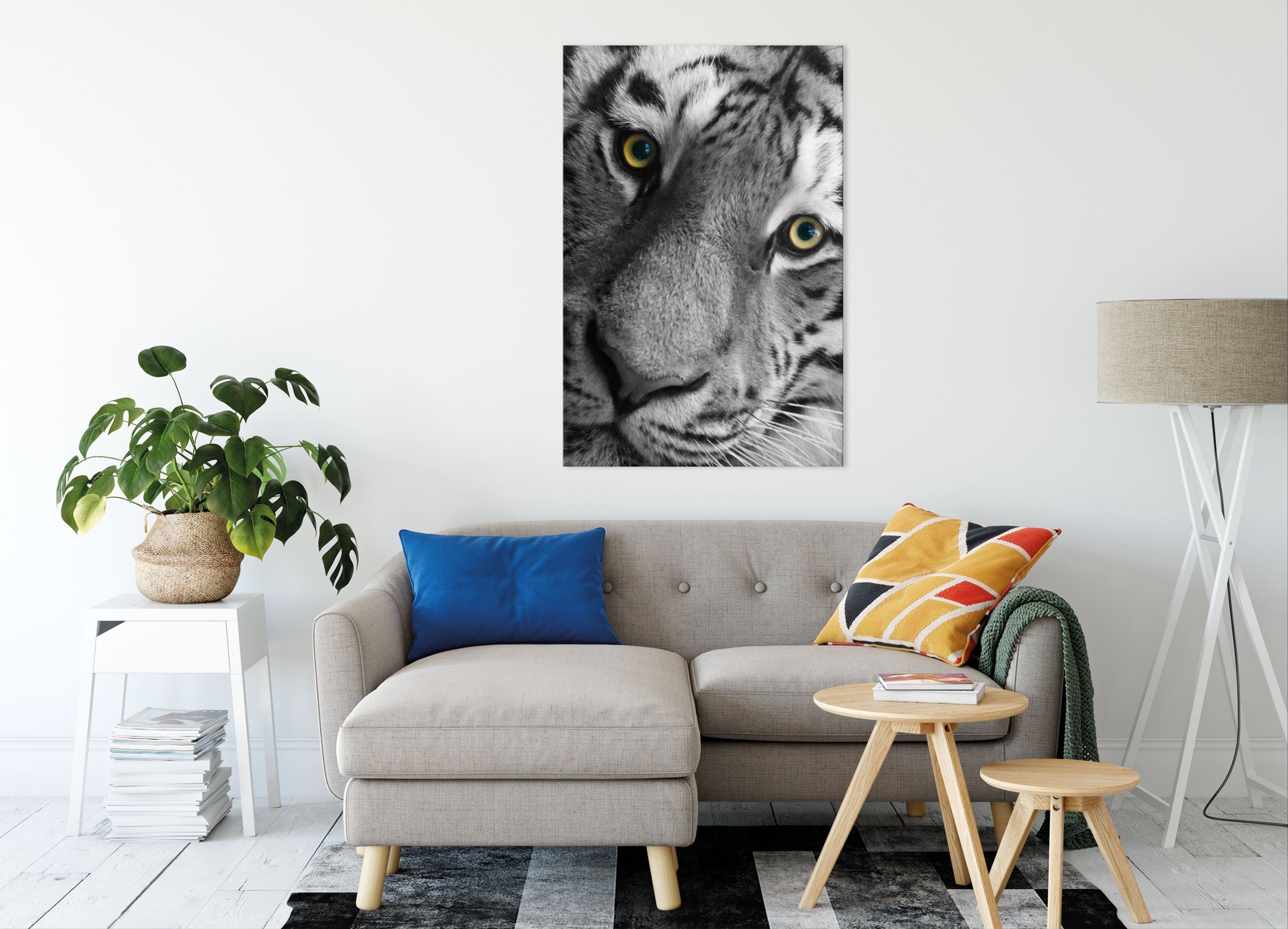 St), fertig bildschöner bildschöner Tiger Leinwandbild inkl. bespannt, Zackenaufhänger Leinwandbild Pixxprint (1 Tiger,