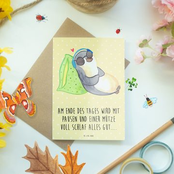 Mr. & Mrs. Panda Grußkarte Pinguin PEM - Gelb Pastell - Geschenk, Hochzeitskarte, Fatigue, Karte, Hochwertiger Karton