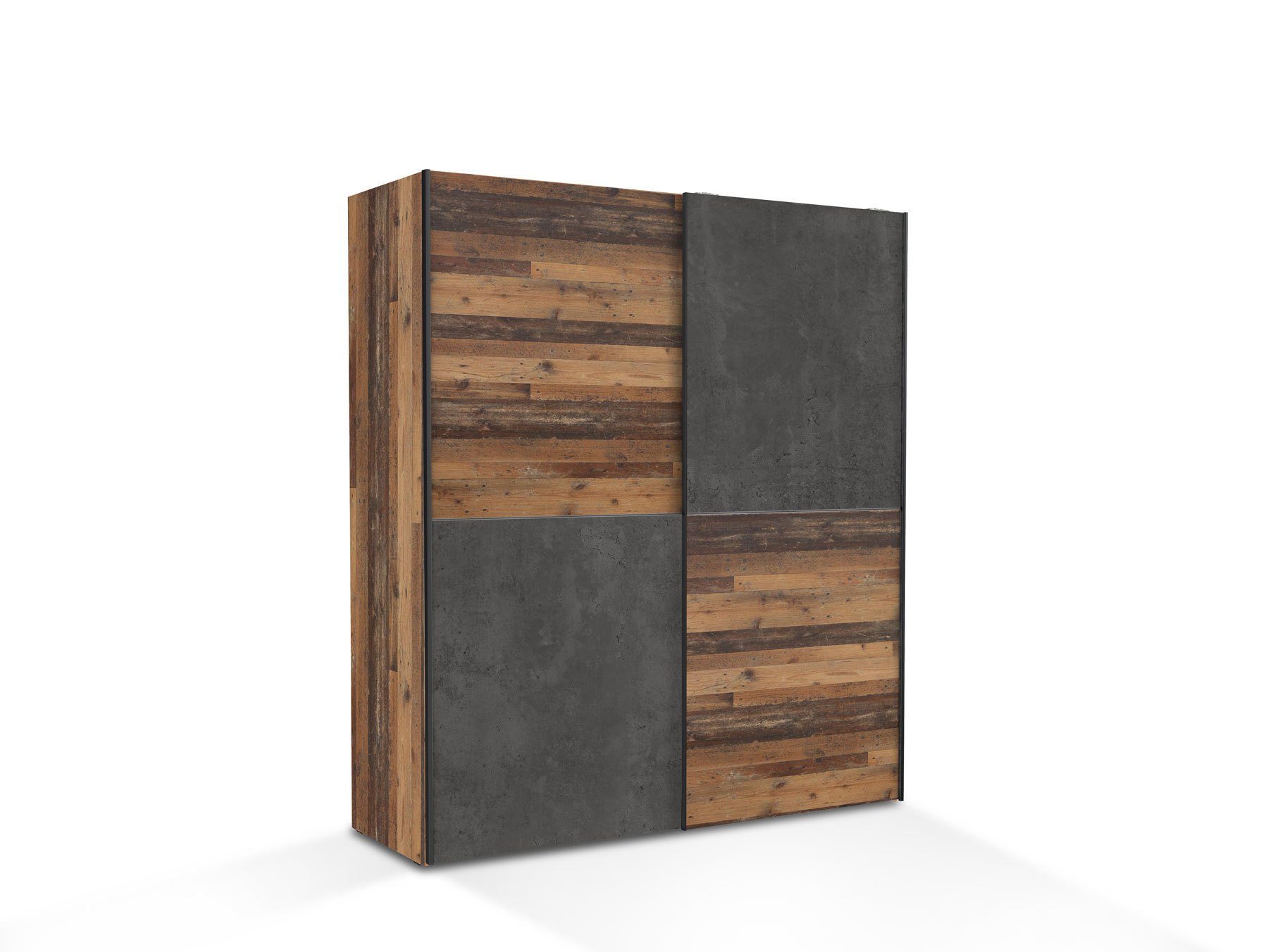 Wood DELKO Dekorspanplatte, Old Schwebetürenschrank, vintagefarbig/dunkelgrau Moebel-Eins Material Schiebetürenschrank