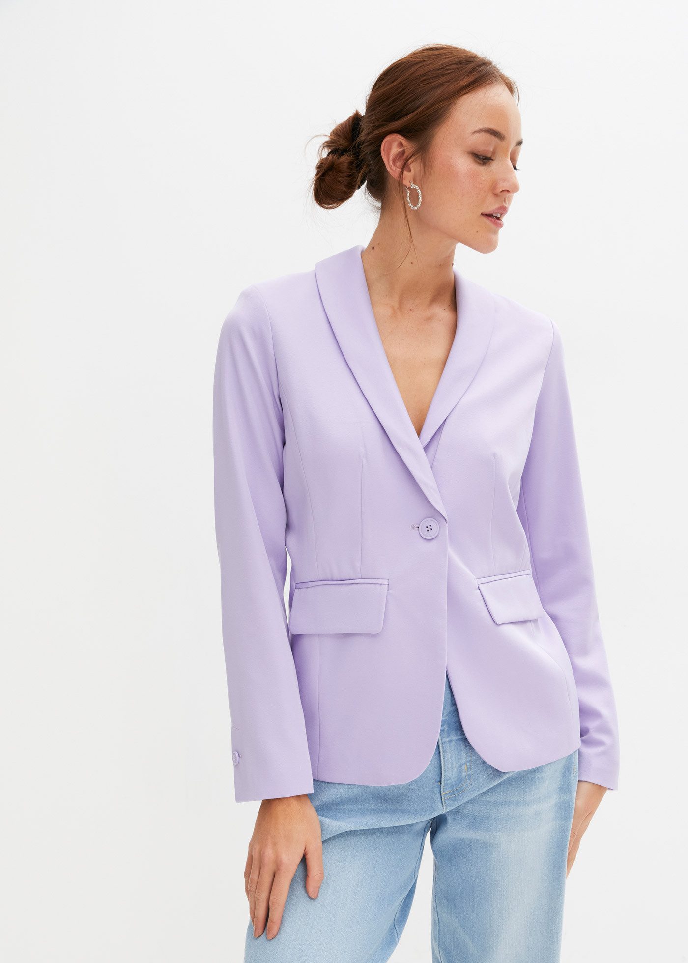 bonprix Jackenblazer eleganter Look, schmale Passform, aus Polyester und Elasthan