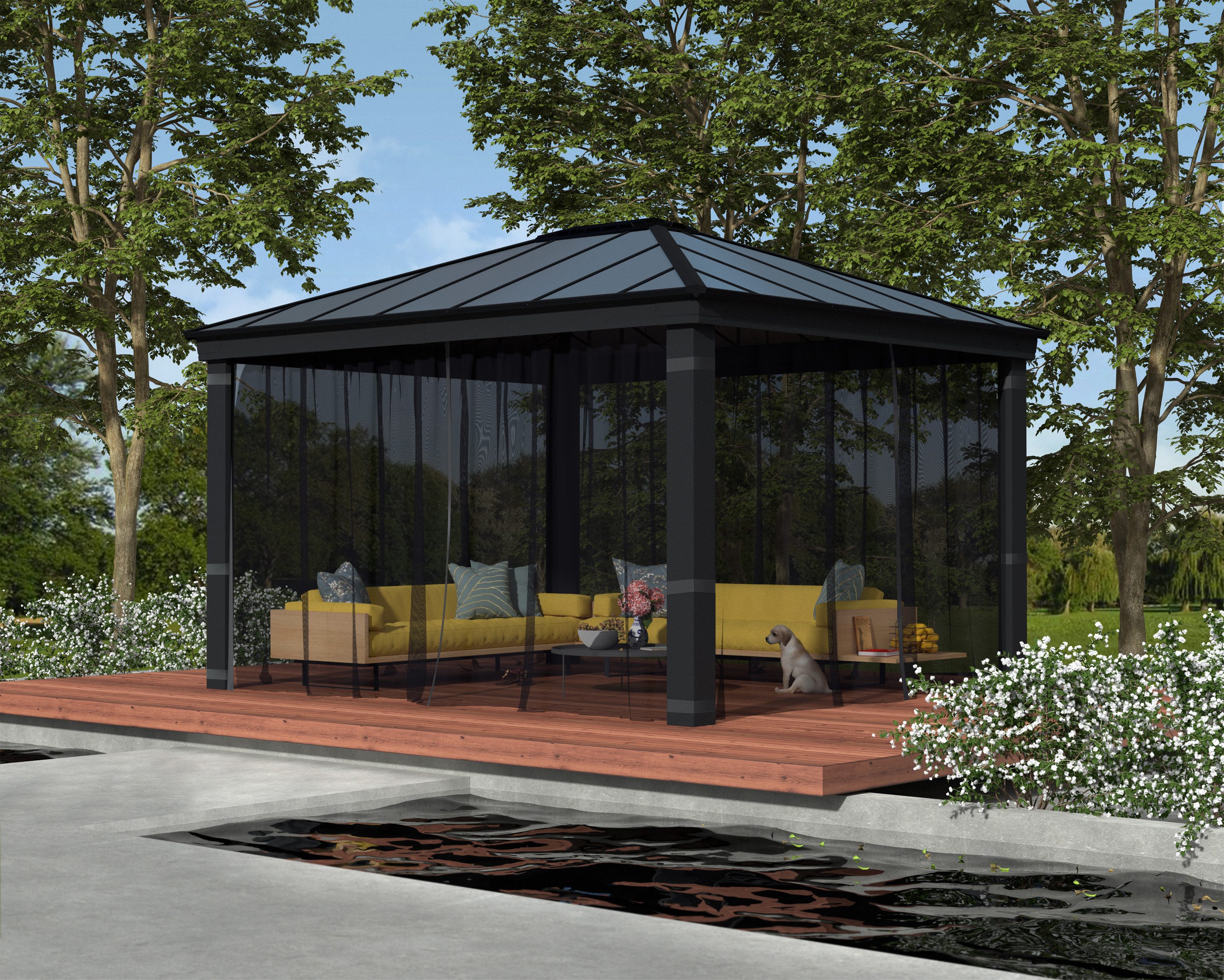 Palram - Canopia Pavillonseitenteil Dallas Garden Gazebo Netting Set, 409x212 cm, mit Reißverschluß und Clips