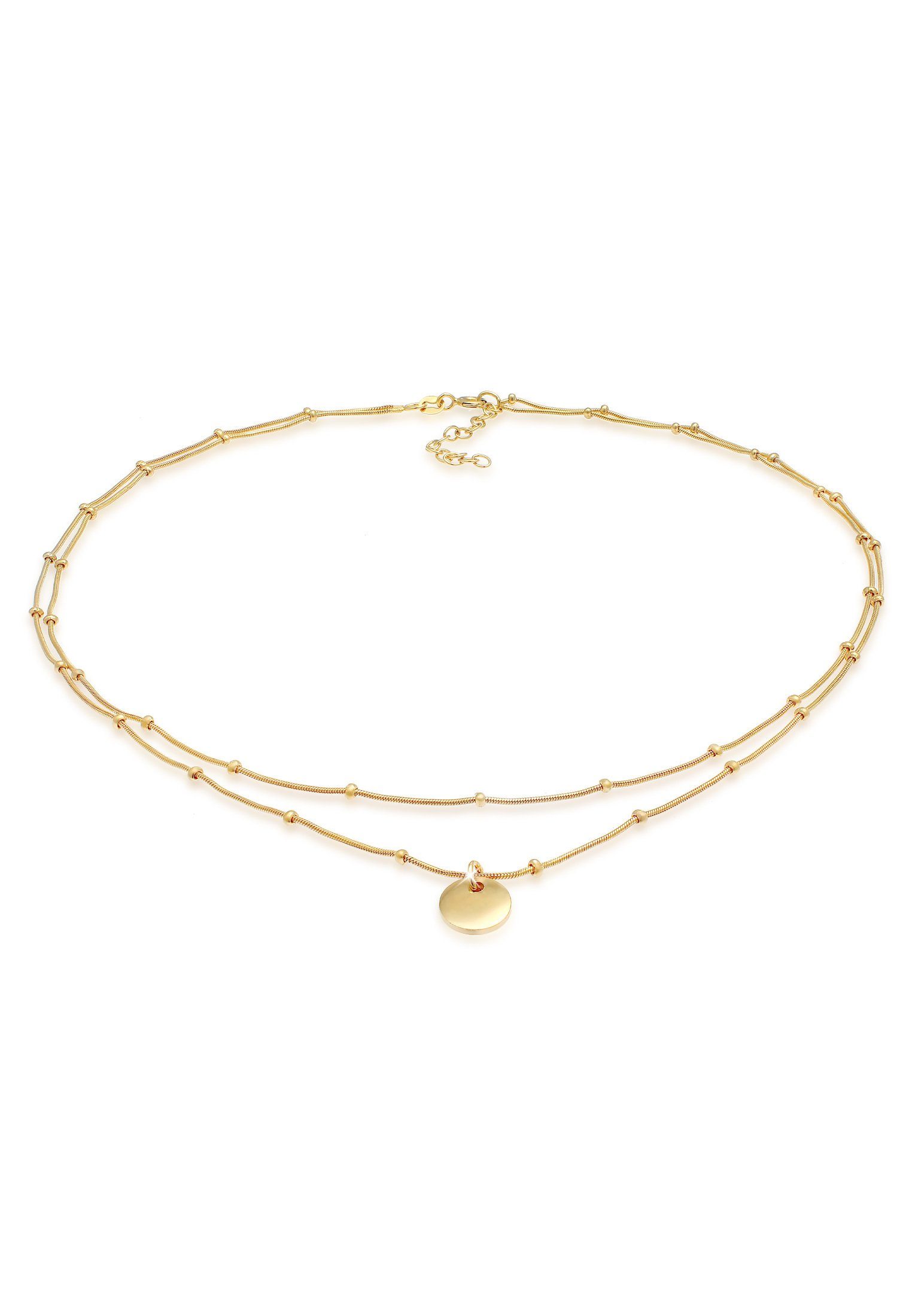 Elli Collier Choker Layer Plättchen Kugelkette 925 Silber Gold