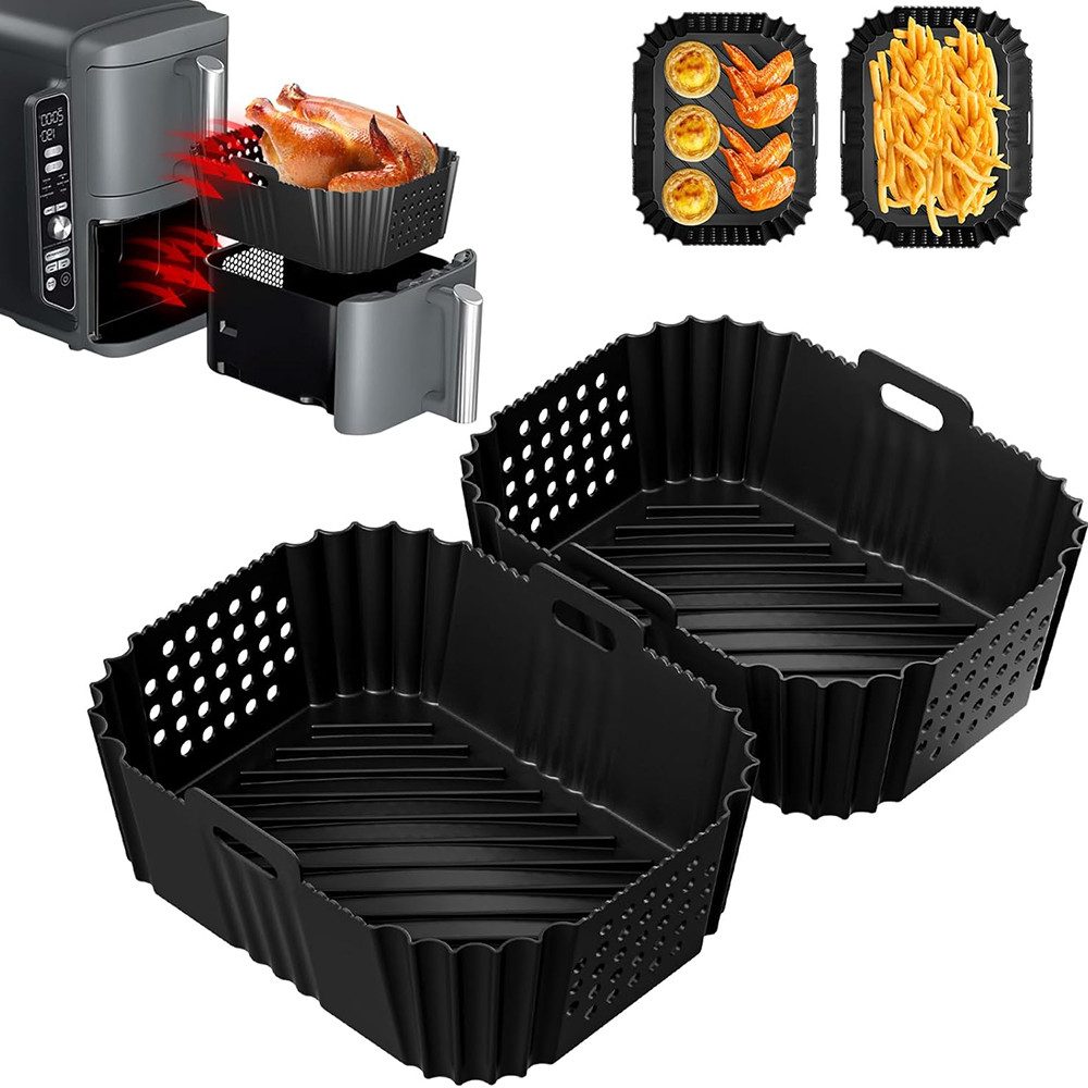 Coonoor Silikonform 2 Stück Airfryer Zubehör Heißluftfritteuse Silikonform, für Ninja Double Stack XL SL400EU