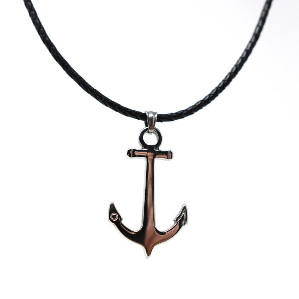 Valentinstagsgeschenk DALMARO Kette mit Anhänger Lederkette Edelstahlkette 316L ANCHOR, Herren Halskette Biker / Wikinger Kette - Schmuckbox, Leder