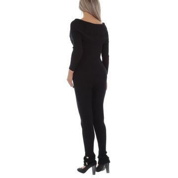 Ital-Design Jumpsuit Damen Freizeit Stretch Zweiteiler in Schwarz