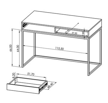 Furnix Schreibtisch RELIO PC-Tisch Arbeitsplatz Scandi-Design, mit Schublade, Ablage, B120 x H80,5 x T60 cm