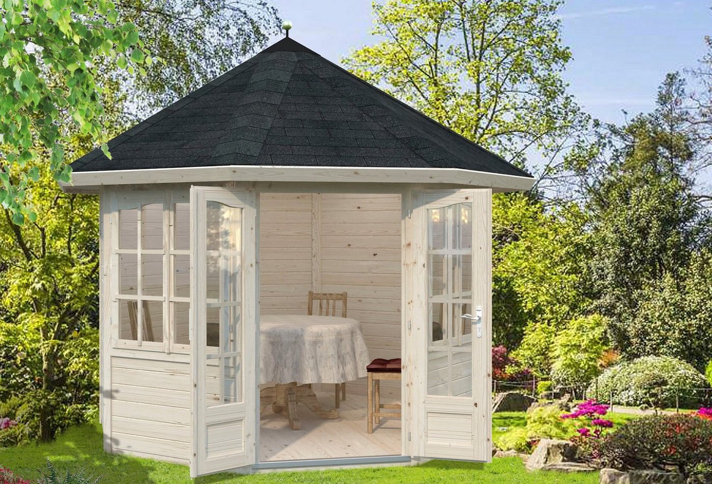 Thumbnail - Palmako Gartenhaus Pavillon Veronica, BxT: 359x359 cm, naturbelassen