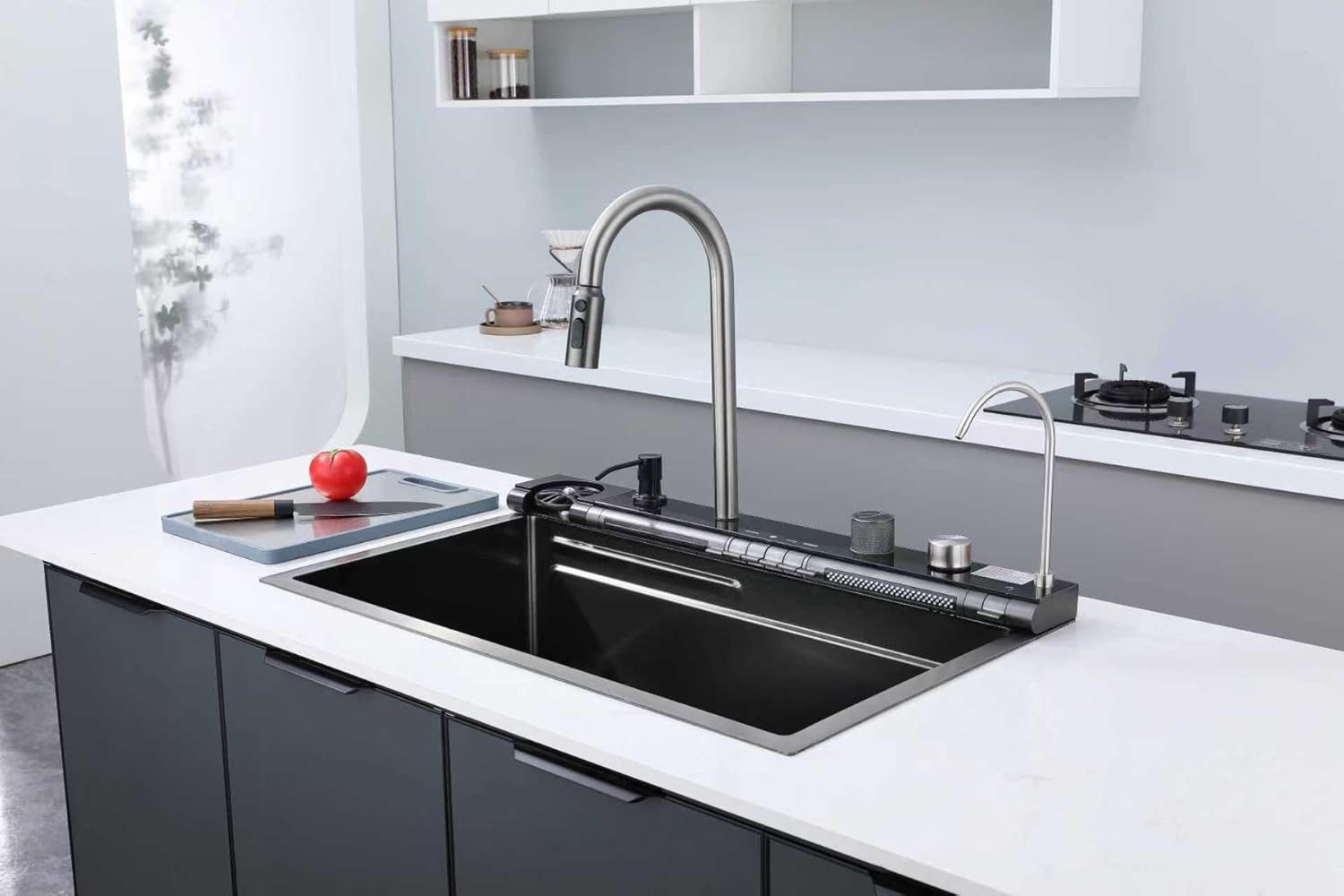 Faizee Home Edelstahlspüle Edelstahlspüle FaizeeHome, Multifunktionale Edelstahlspüle mit Armatur
