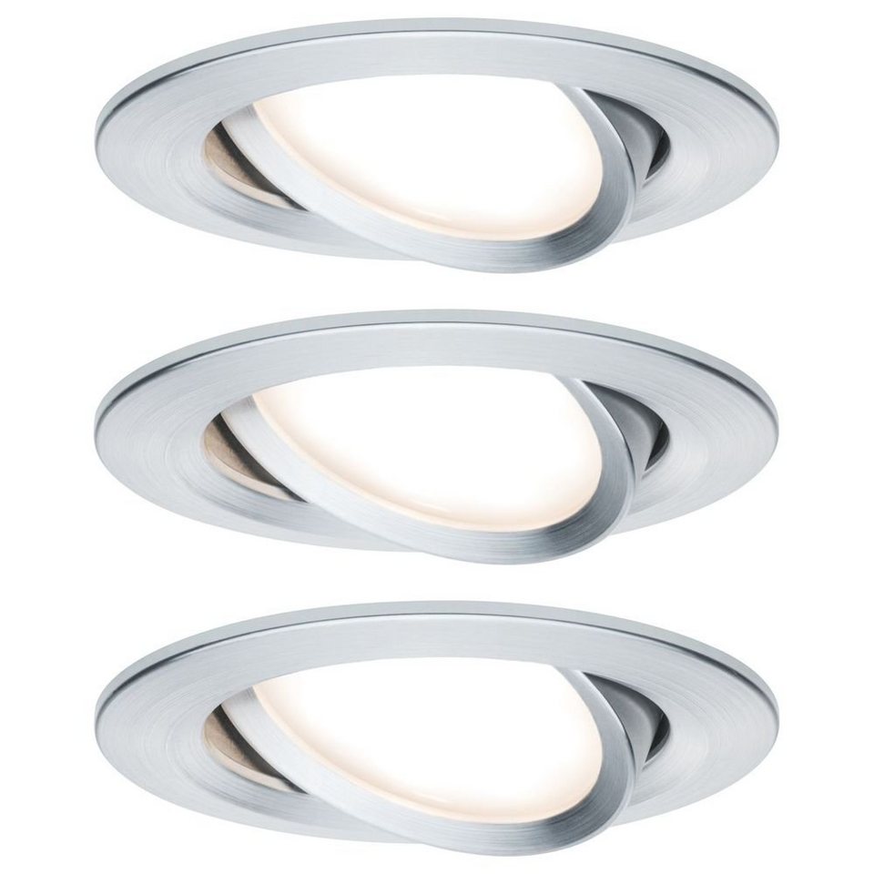 Paulmann LED Einbauleuchte Premium LED Einbauspot Slim Coin, schwenkbar,  dimmbar, alu gedreht, keine Angabe, Leuchtmittel enthalten: Ja, fest  verbaut, LED, warmweiss, Einbaustrahler, Einbauleuchte, 3er-Set