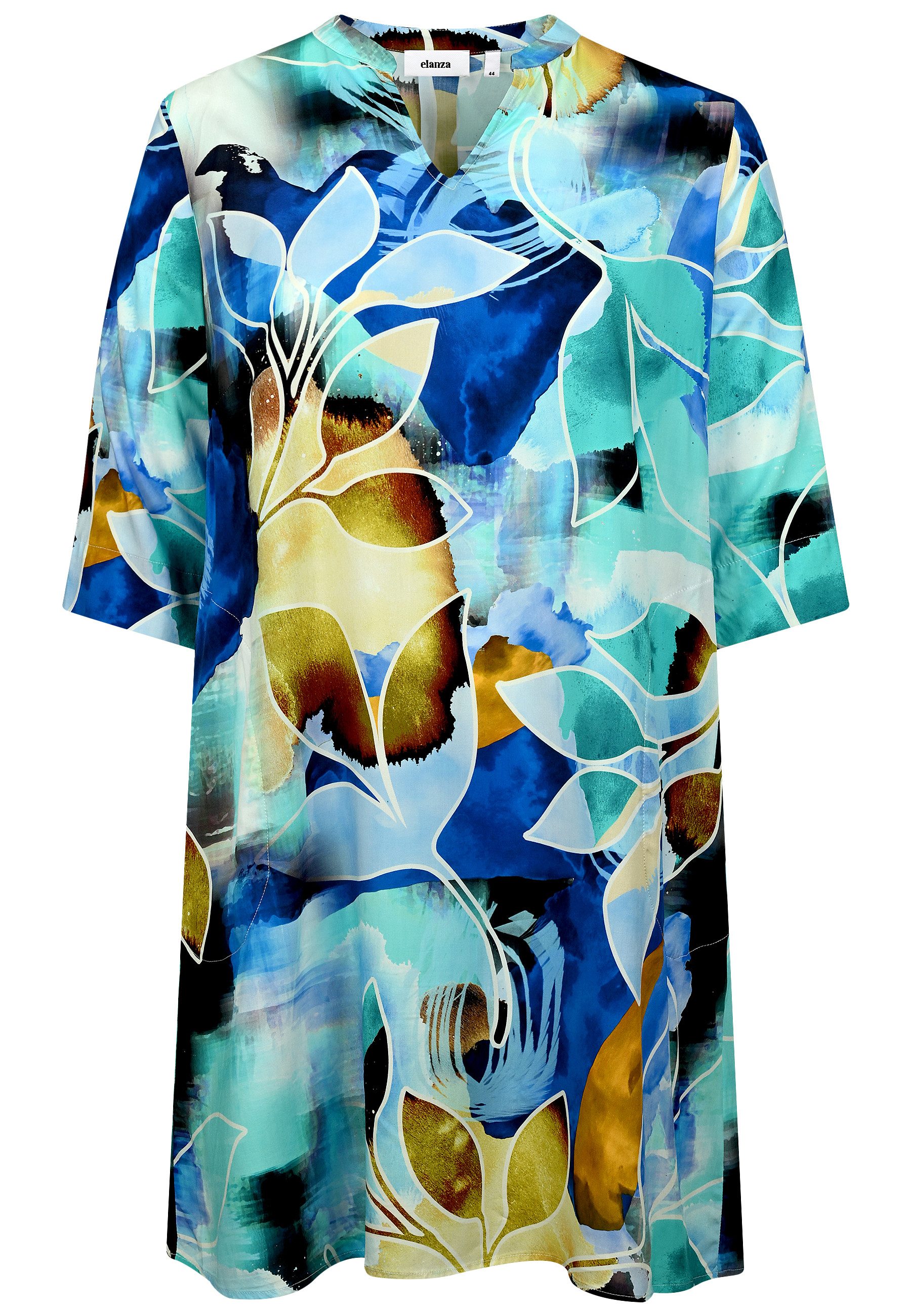 Midikleid Dress Print Leaves - 10/blue