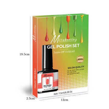 Scheiffy UV-Nagellack-Set 6 Farben Set Nagellack Gel, Translucent Series, Beliebte Farben, DIY, Lang anhaltender Glanz, sicher und einfach in der Anwendung