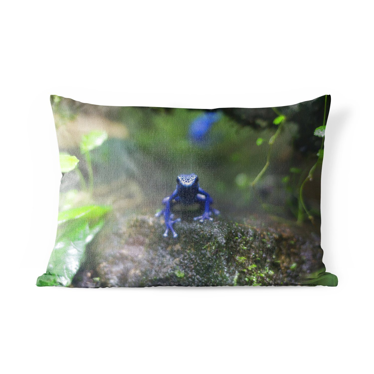 MuchoWow Dekokissen Blauer Frosch im Dschungel, Outdoor-Dekorationskissen, Polyester, Dekokissenbezug, Kissenhülle