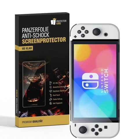 Protectorking Schutzfolie 3x Panzerfolie für Nintendo Switch Oled Displayschutz Schutzfolie, (3-Stück), ANTI-SPLITTER