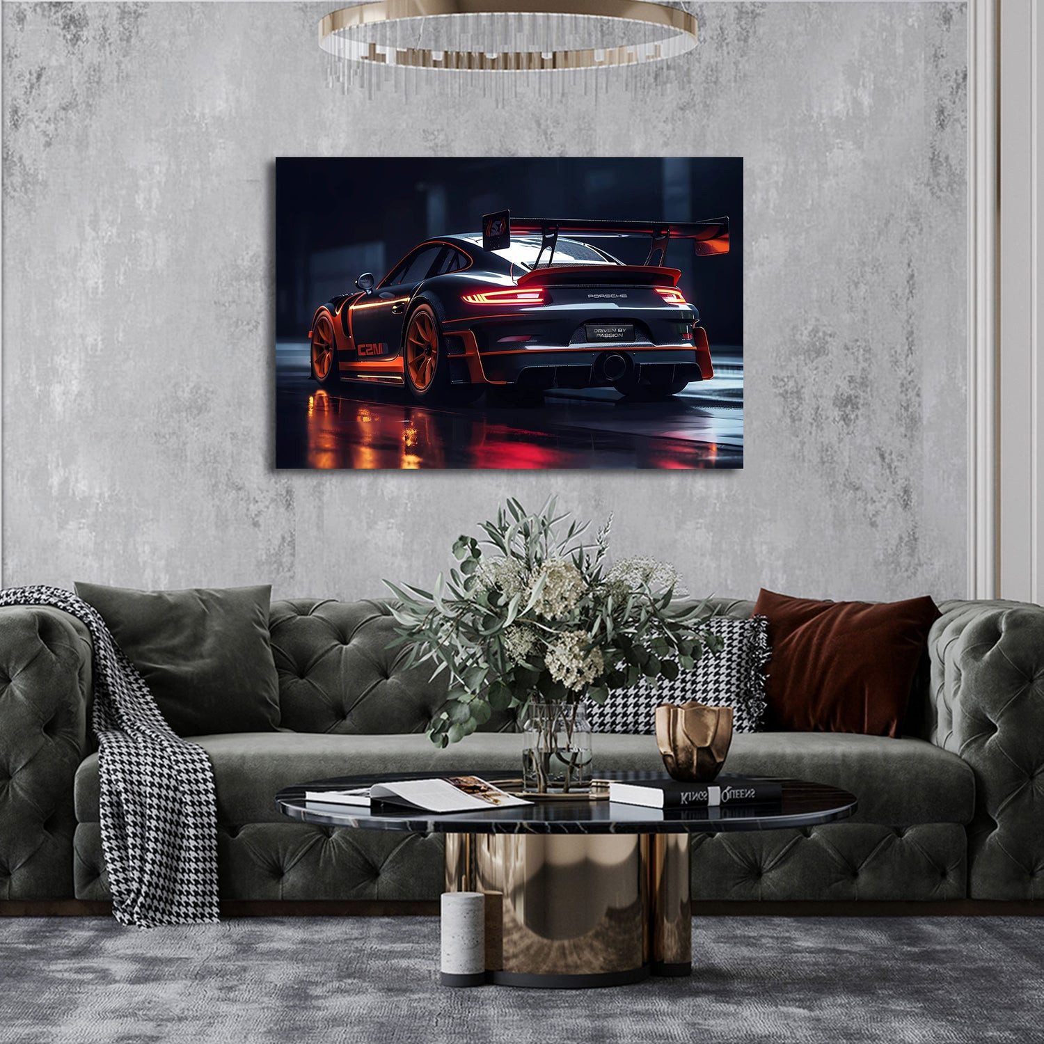 Artedinoi Leinwandbild Luxus Sportwagen Nachtlicht Wandbild Leinwandbild Kunstdruck XL Wandde, Luxus-Sportwagen bei Nacht