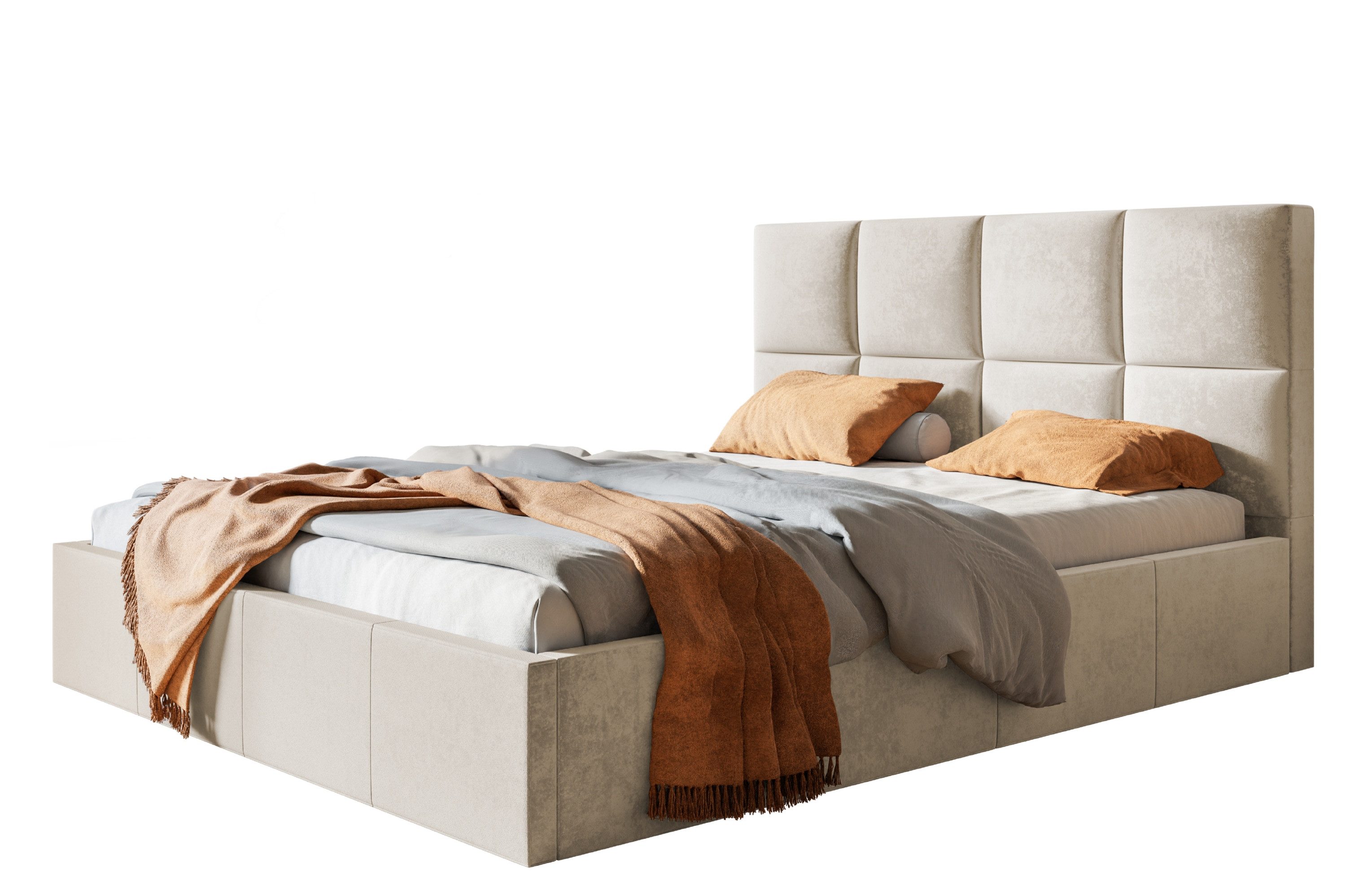 Alpi-Möbel Polsterbett mit Kopfteil ROMA SLIM - 200x200 cm, Beige