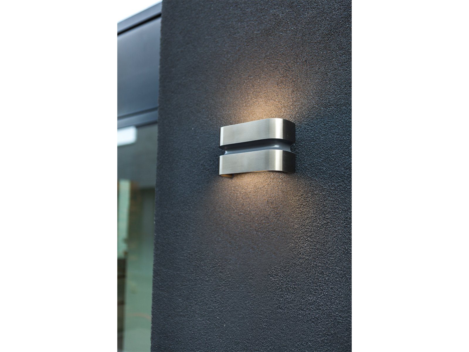 Edelstahl Haus-wand LED H: LED 11cm Fassadenlampen integriert, Außen-Wandleuchte, fest meineWunschleuchte Warmweiß, 2er-Set kleine beleuchten,