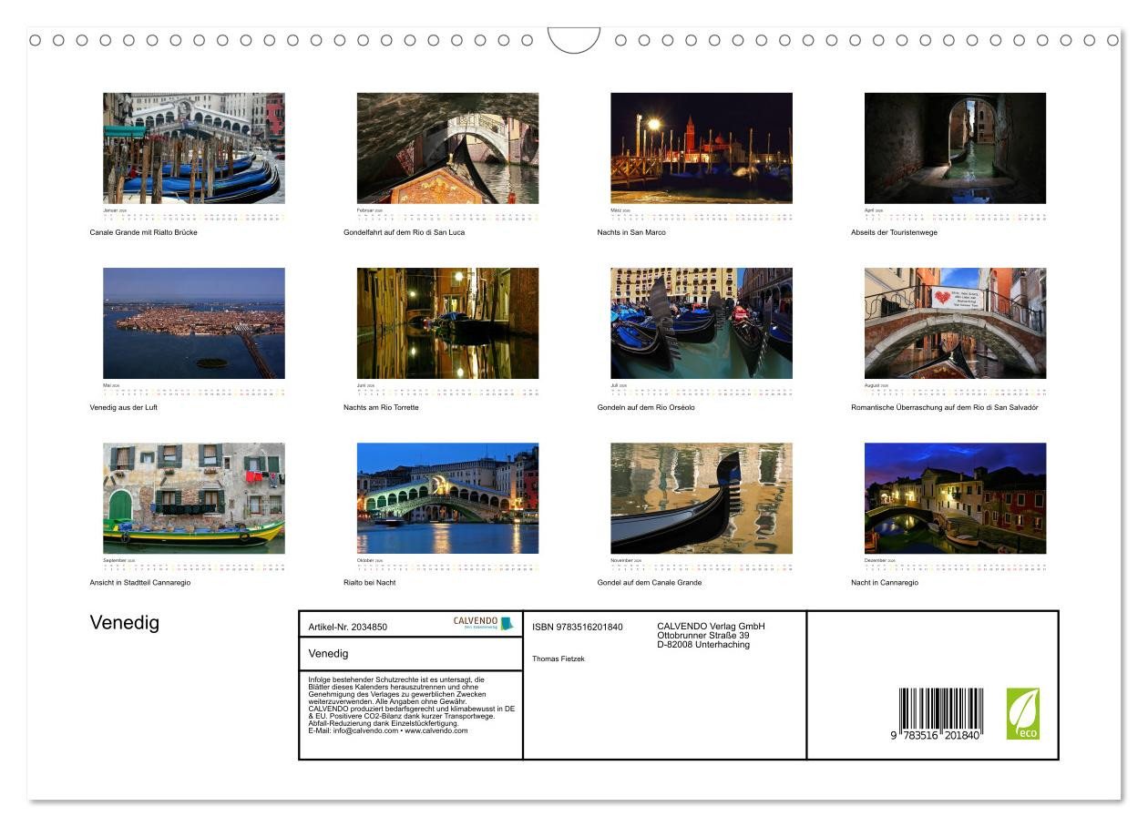 Thumbnail - CALVENDO Wandkalender Venedig (Wandkalender 2026 DIN A3 quer), CALVENDO Monatskalender